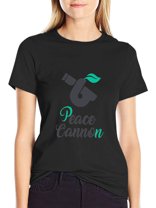 Peace Cannon Graphic Tee - Black Crew Neck T-Shirt