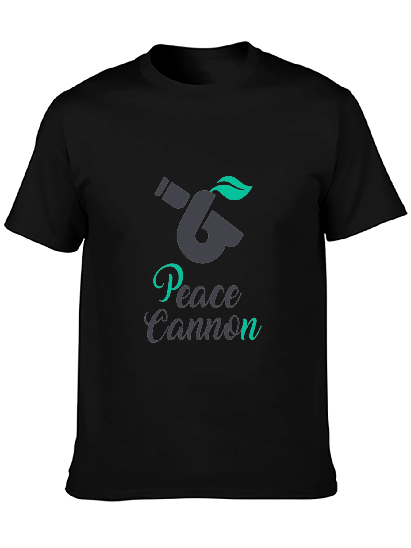 Peace Cannon Graphic Tee - Black Crew Neck T-Shirt