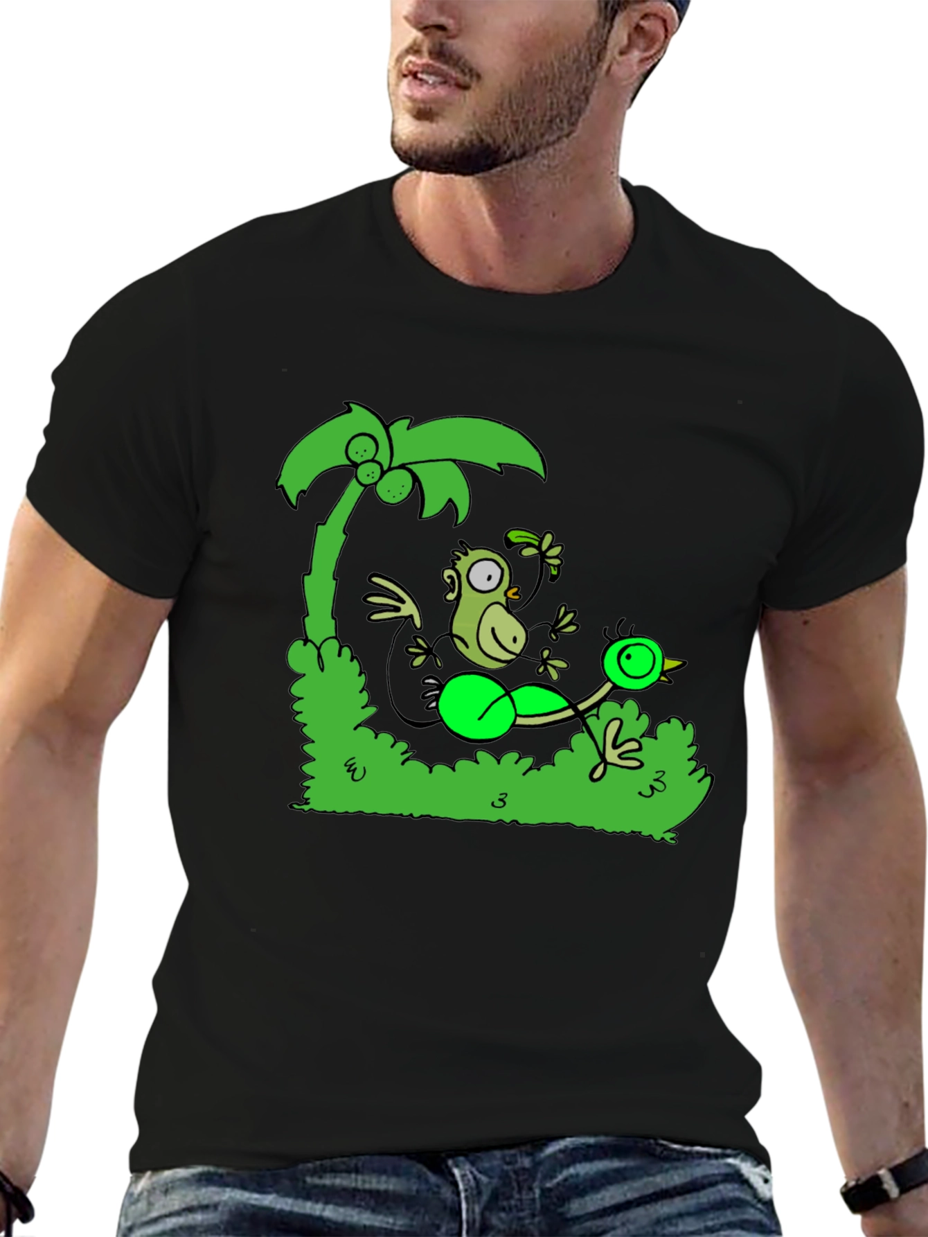 Funny Monkey and Bird T-Shirt