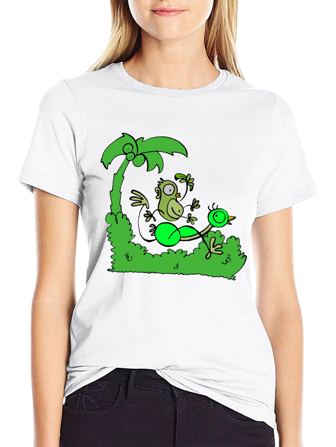 Funny Monkey and Bird T-Shirt