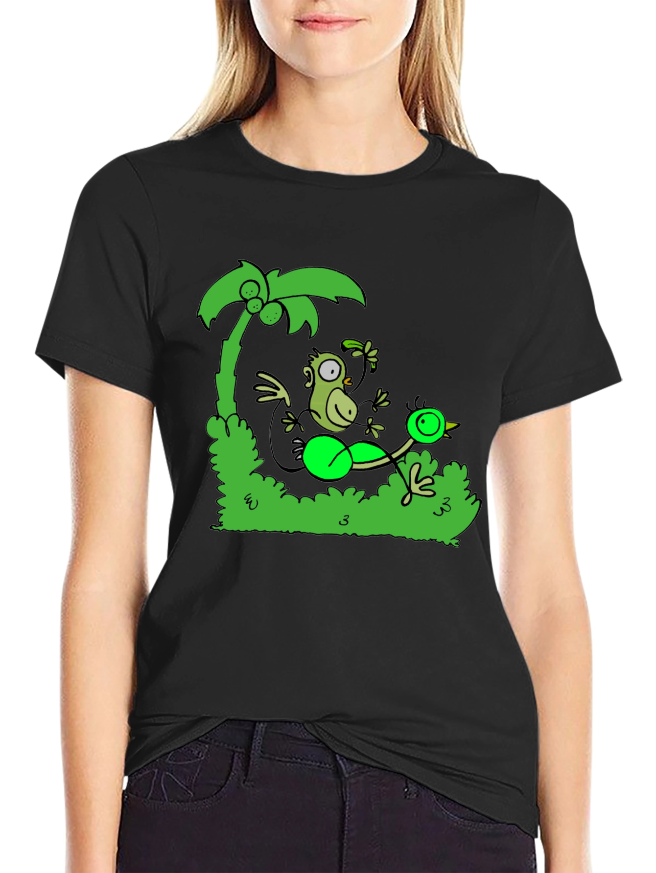 Funny Monkey and Bird T-Shirt