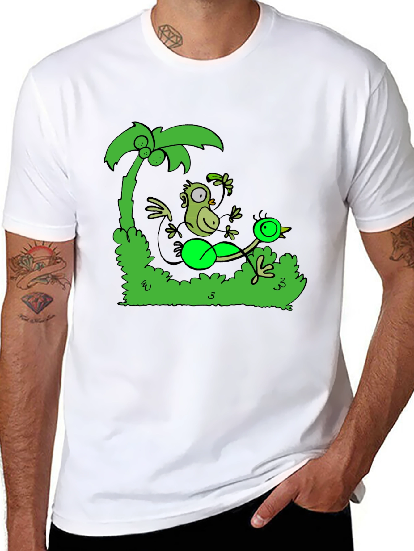 Funny Monkey and Bird T-Shirt