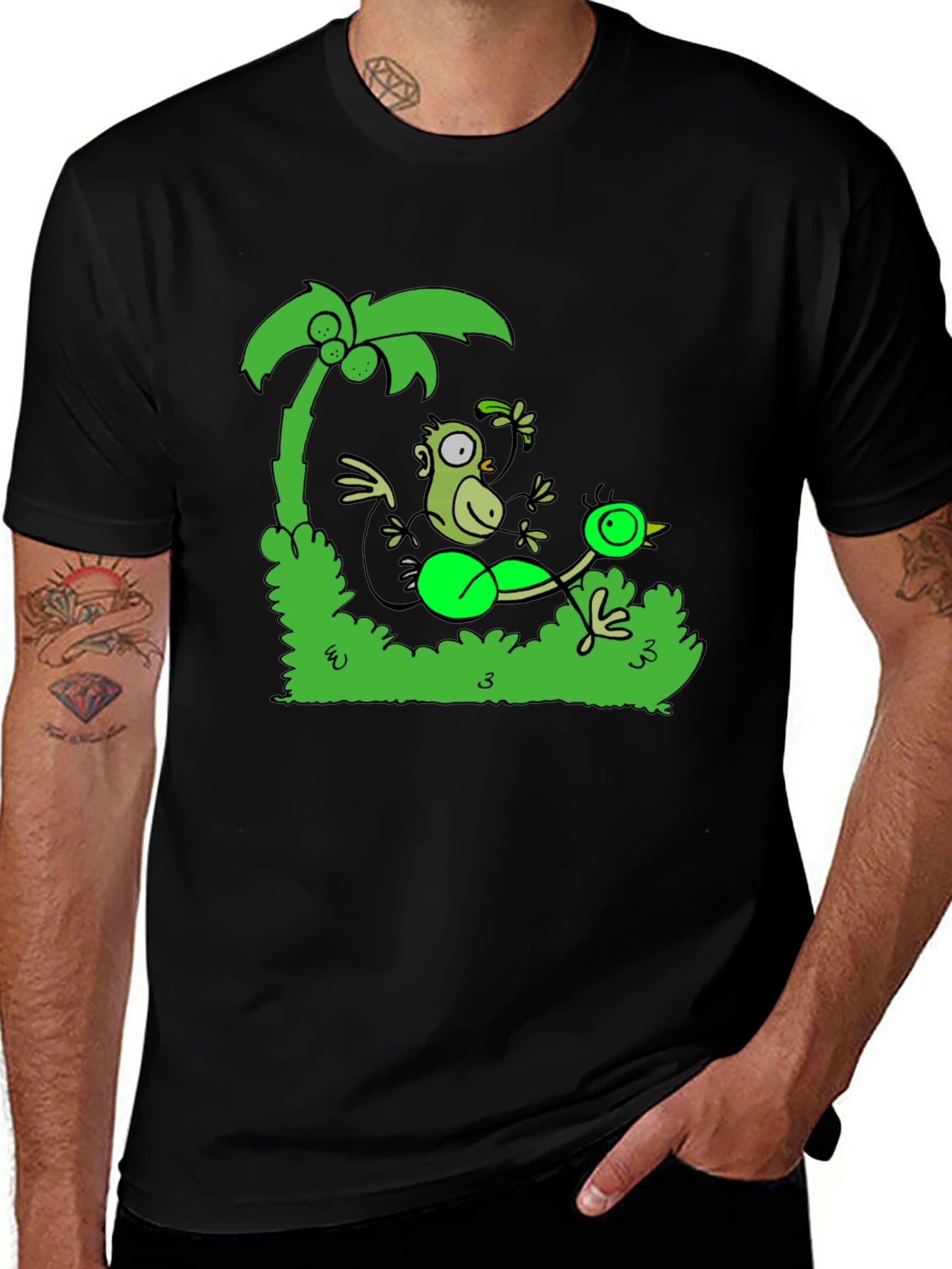 Funny Monkey and Bird T-Shirt