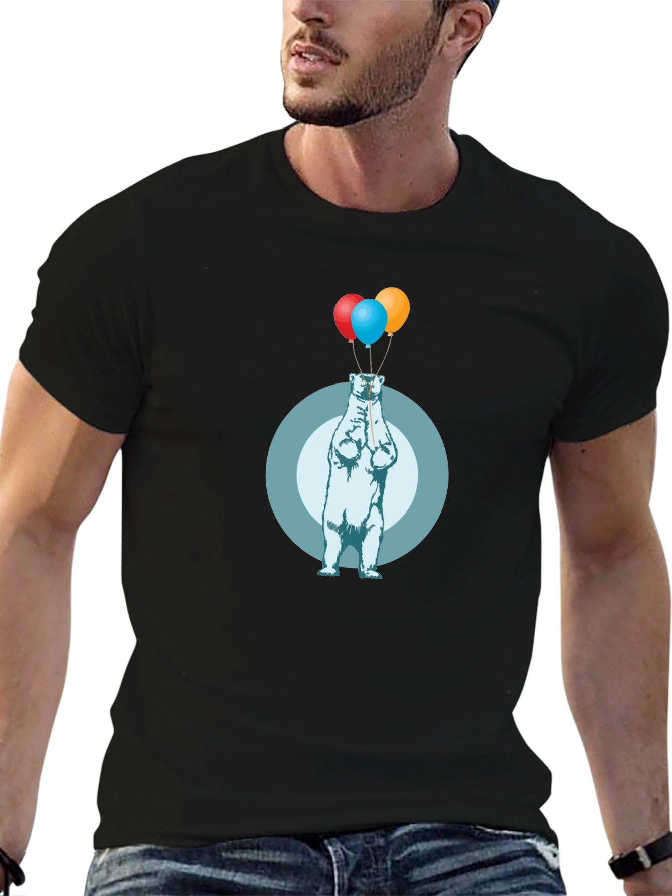 Polar Bear Balloons Graphic T-Shirt