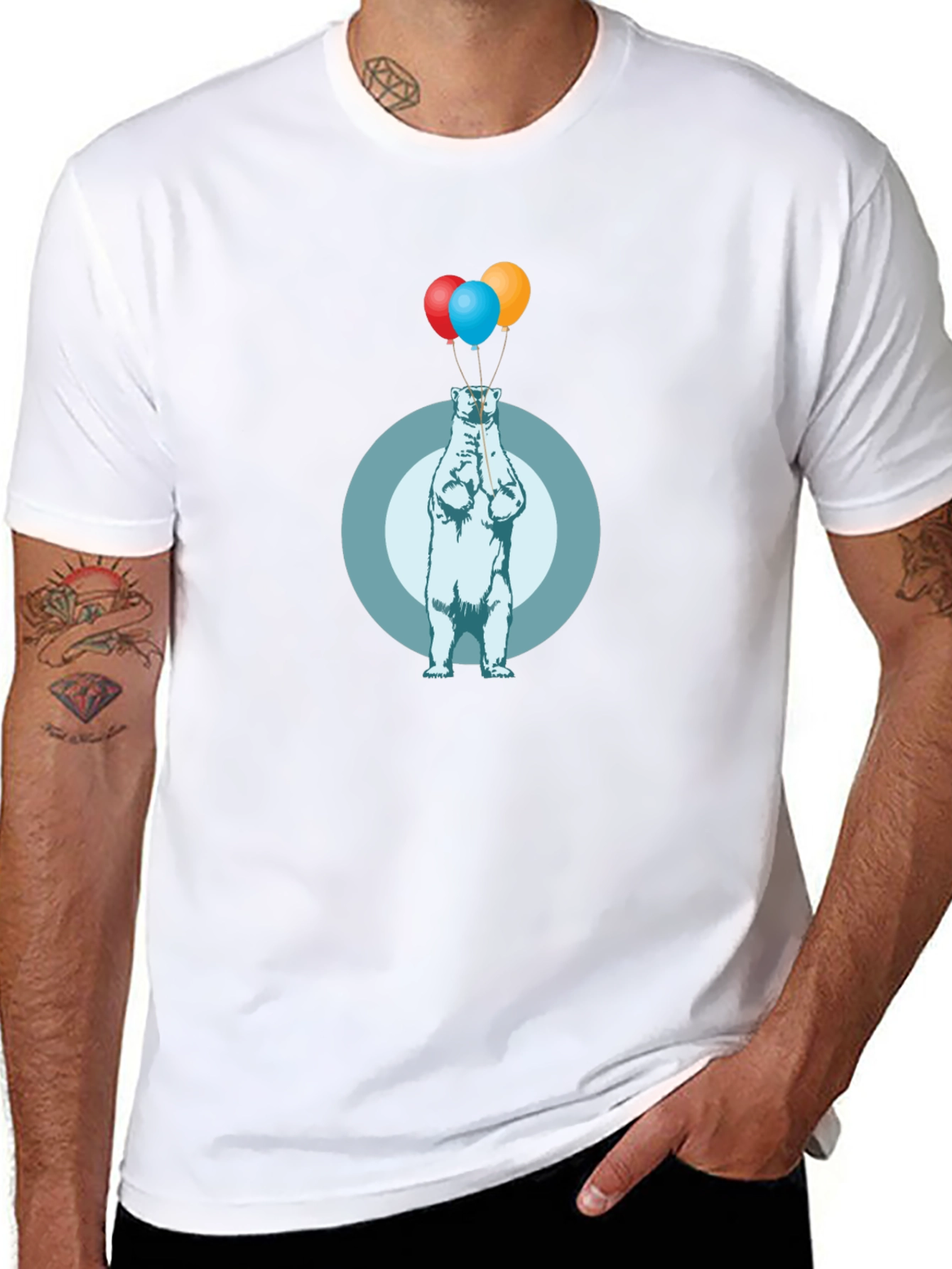 Polar Bear Balloons Graphic T-Shirt