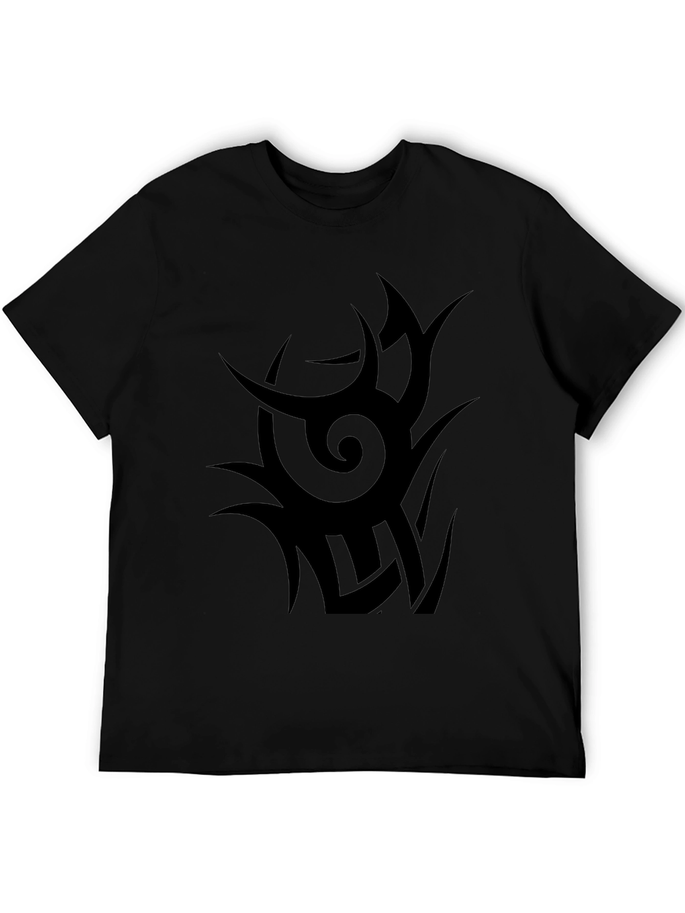 Mens Black Tribal Graphic Tee - Modern Style