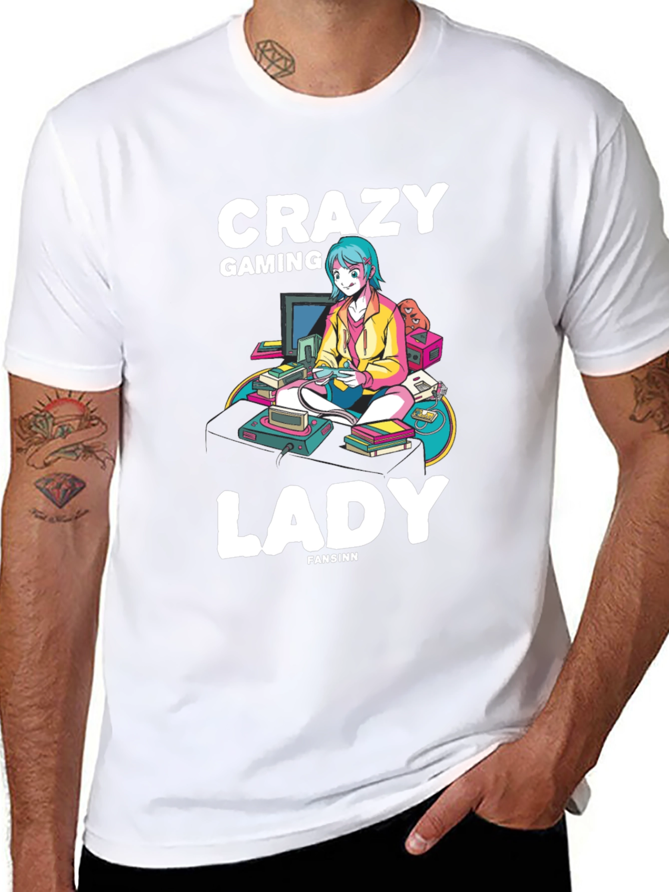 Crazy Gaming Lady T-Shirt - Gamer Girl Style