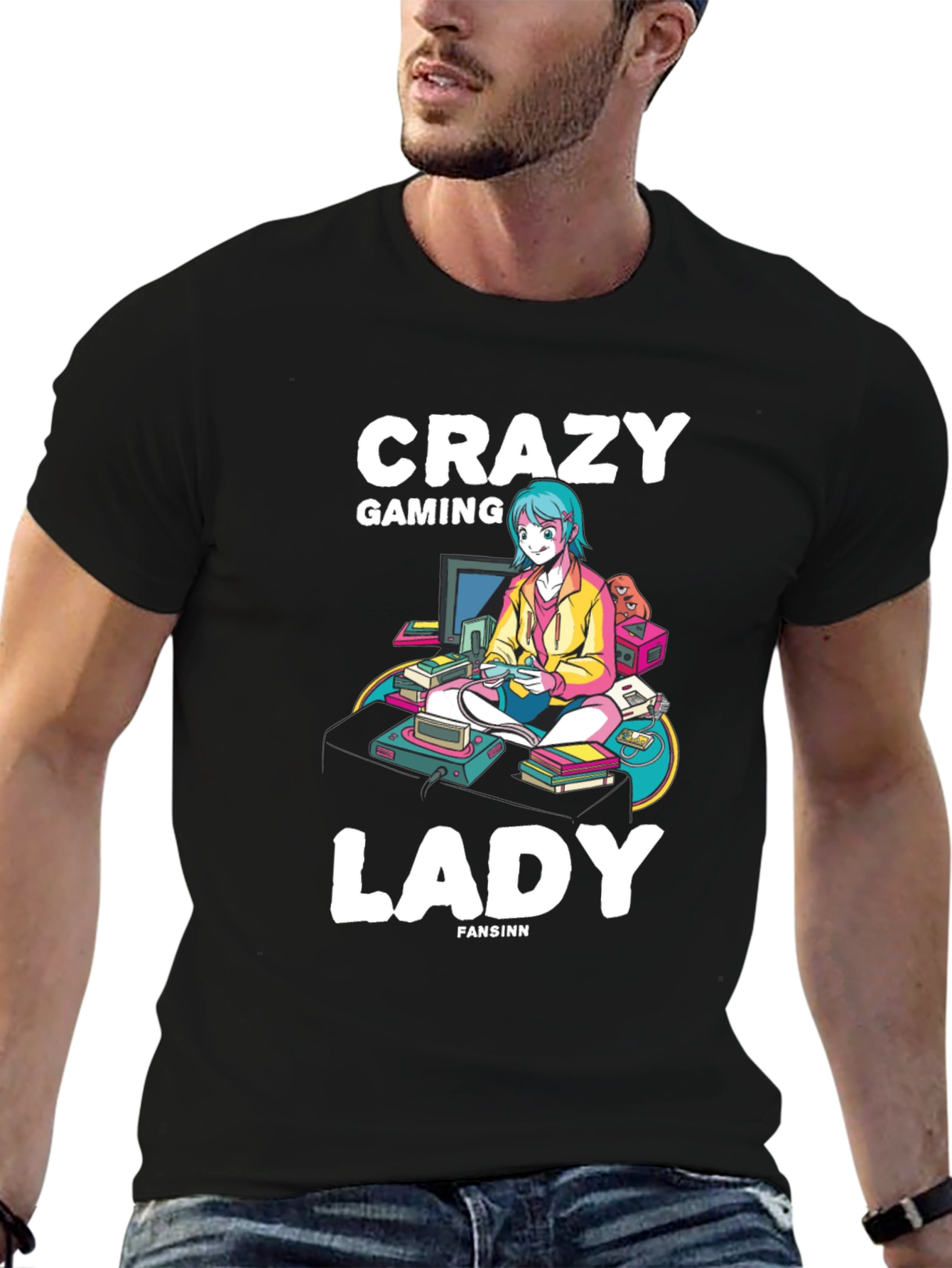 Crazy Gaming Lady T-Shirt - Gamer Girl Style