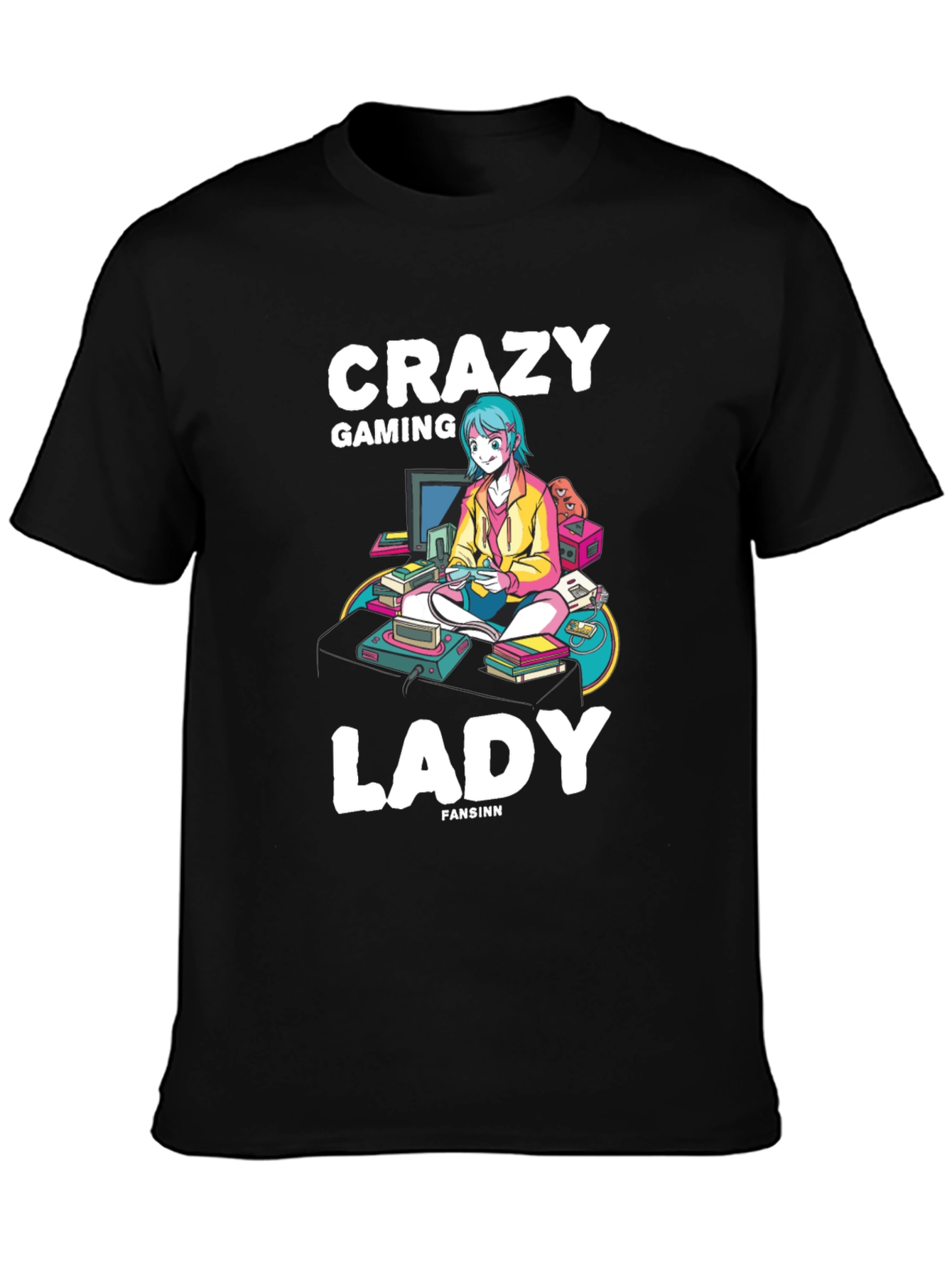 Crazy Gaming Lady T-Shirt - Gamer Girl Style
