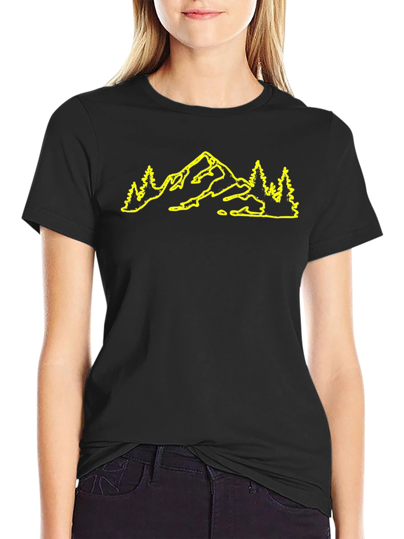 Mountain & Trees Graphic Black T-Shirt