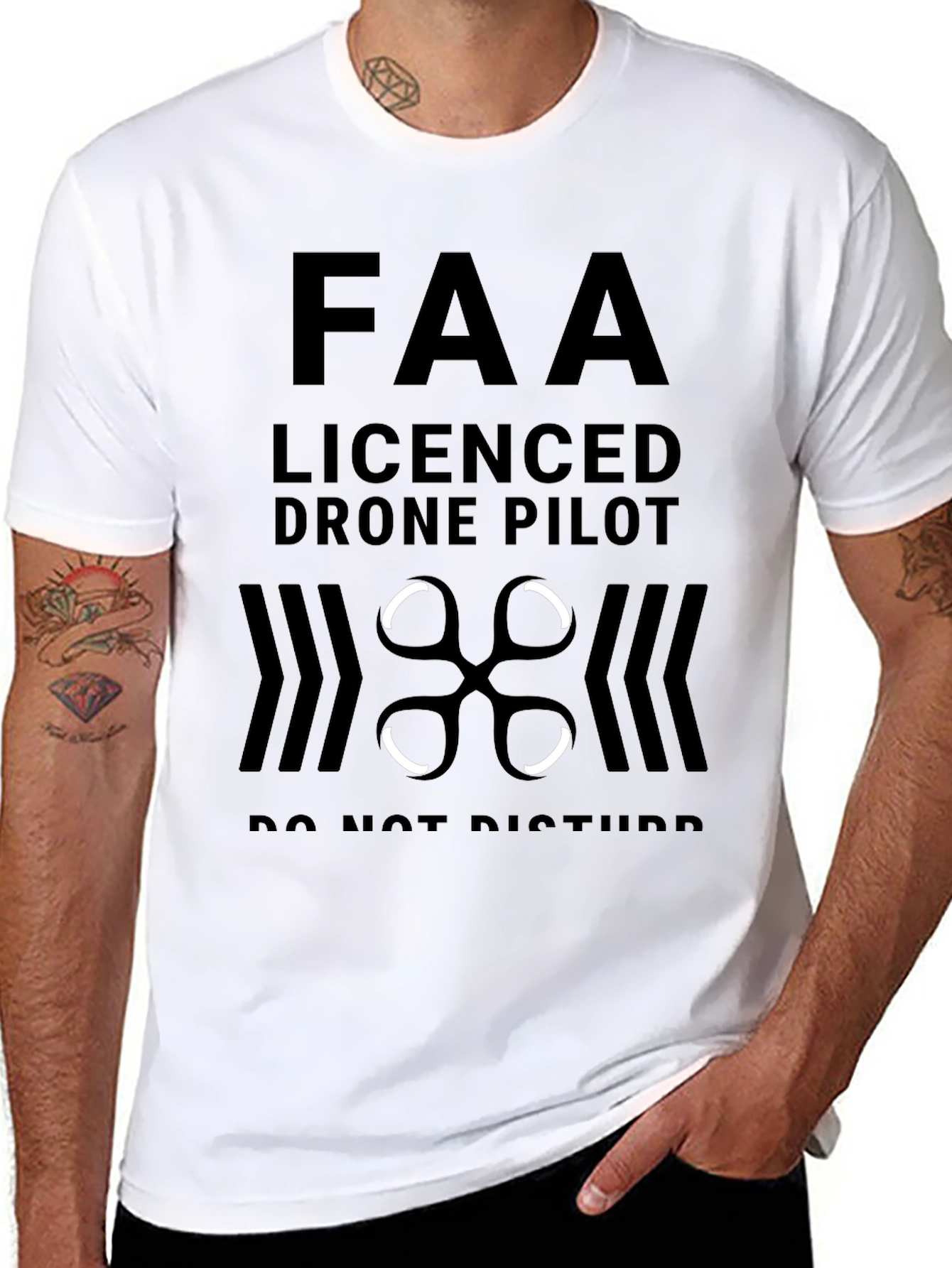 FAA Licensed Drone Pilot Black Graphic Tee