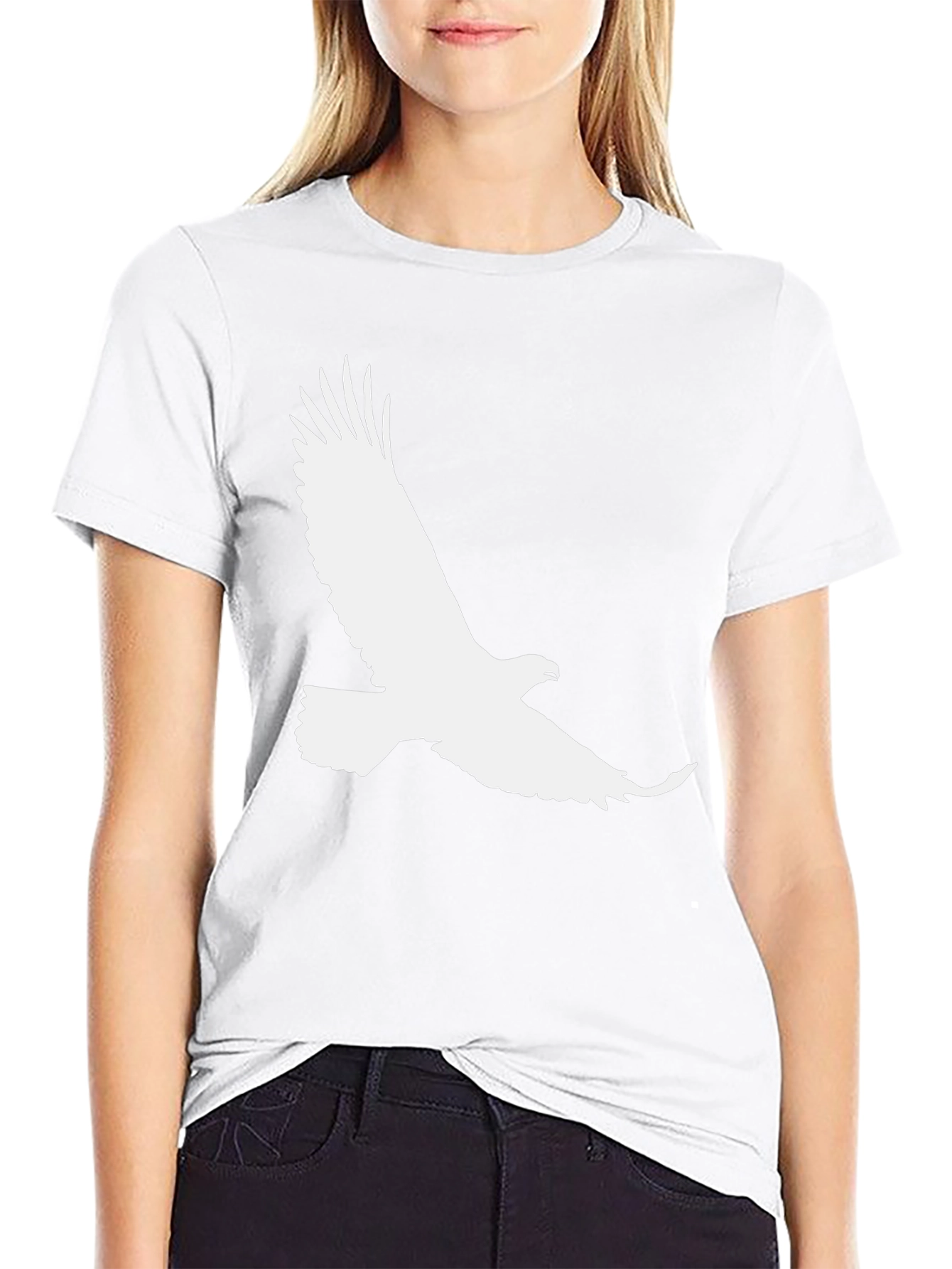 Black T-Shirt with White Eagle Graphic