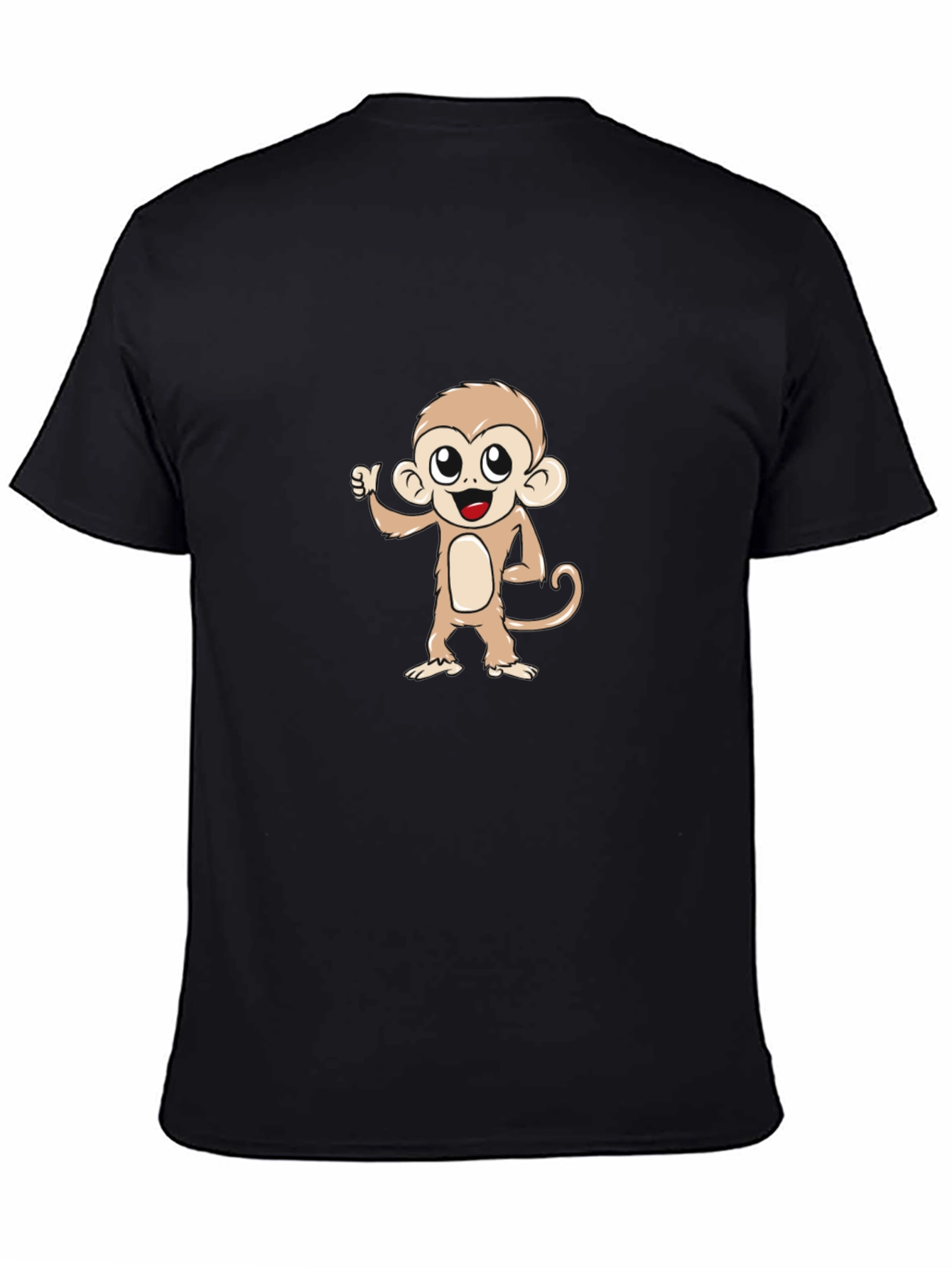 Cute Monkey Graphic Tee - Black Cotton T-Shirt