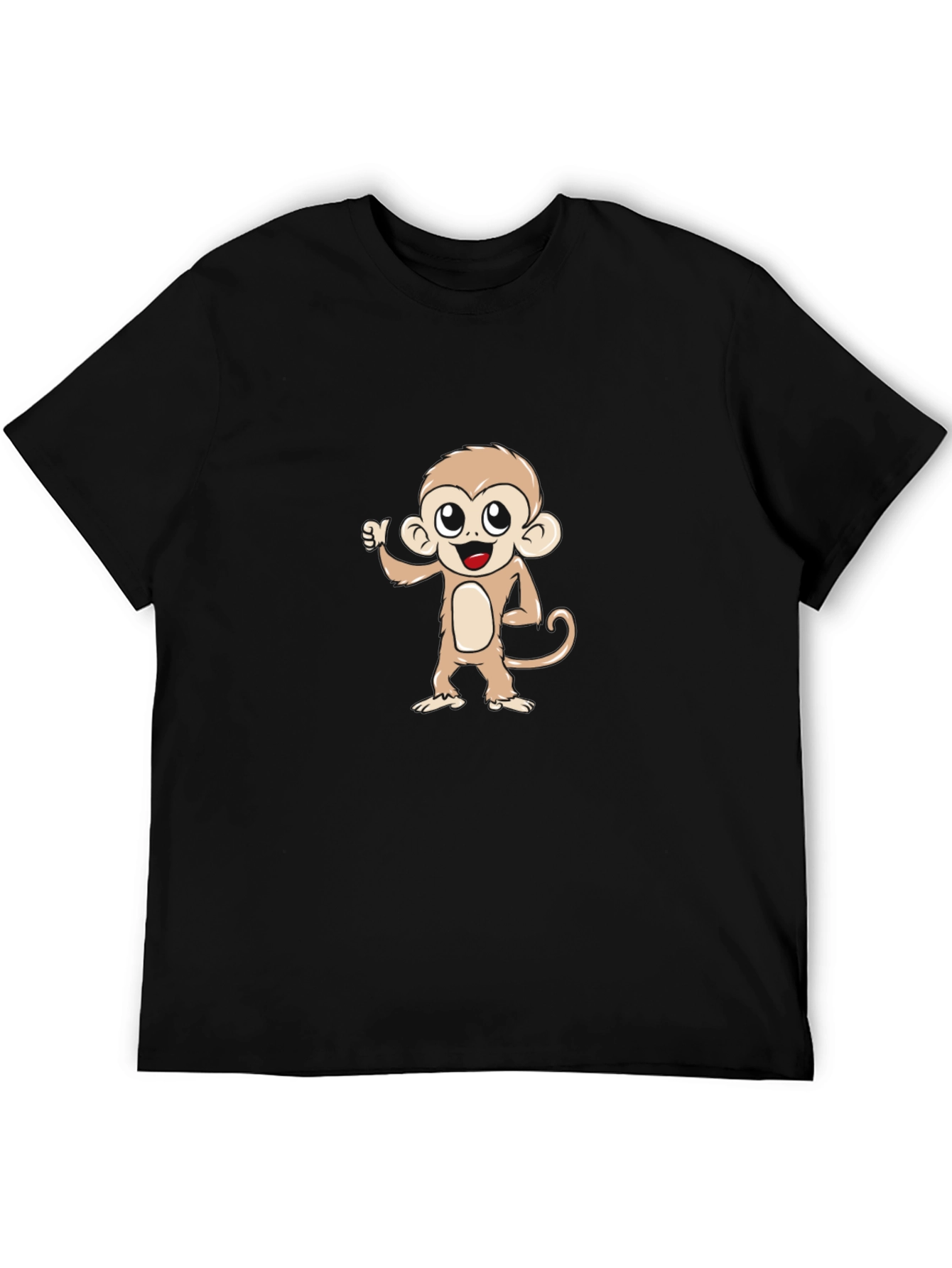 Cute Monkey Graphic Tee - Black Cotton T-Shirt