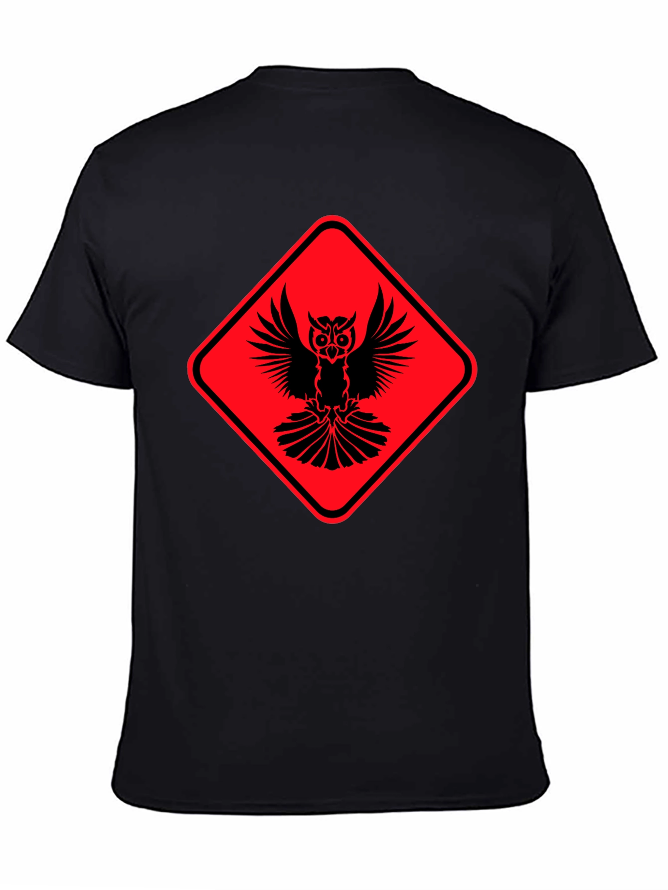 Owl Warning Sign Black T-Shirt