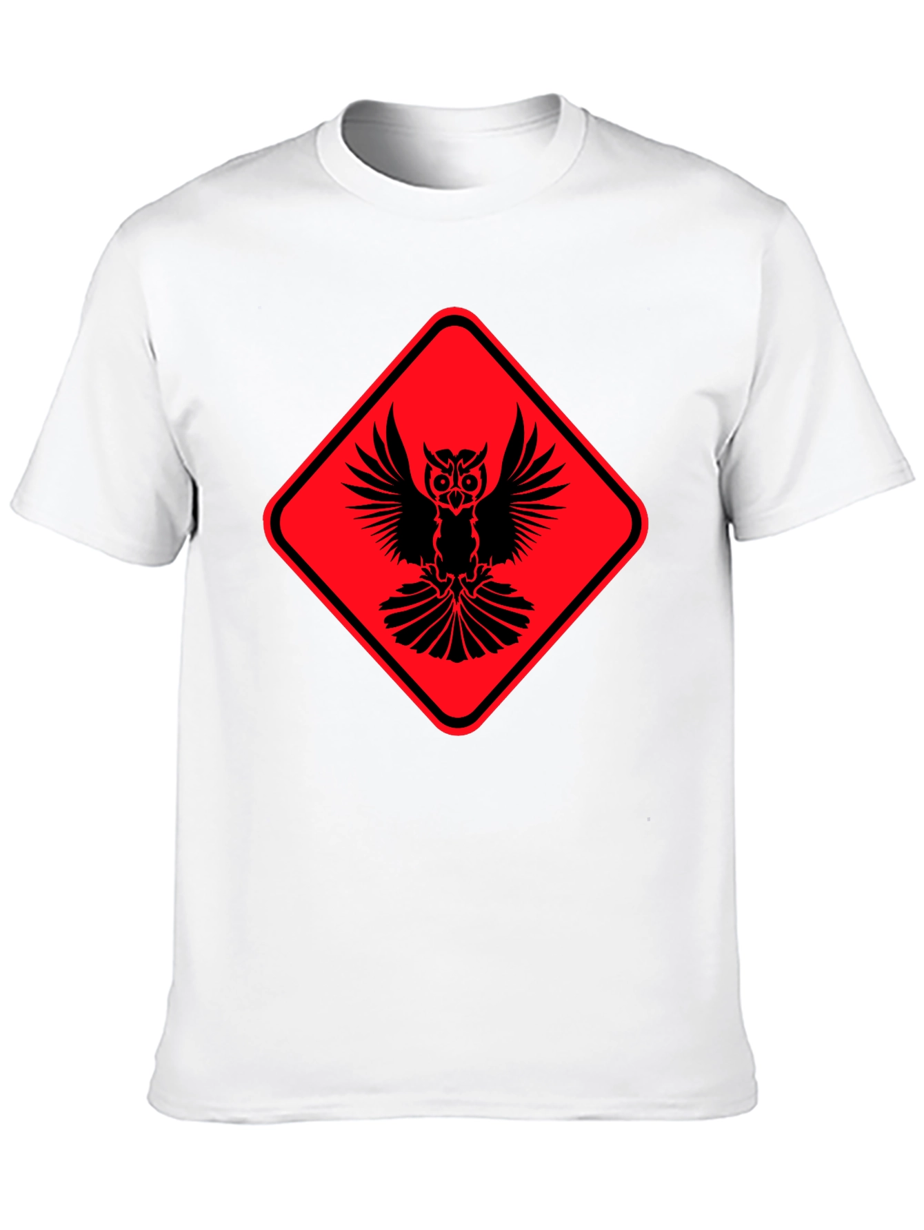 Owl Warning Sign Black T-Shirt