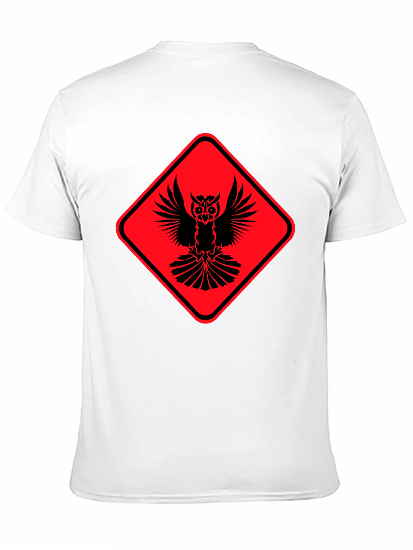 Owl Warning Sign Black T-Shirt