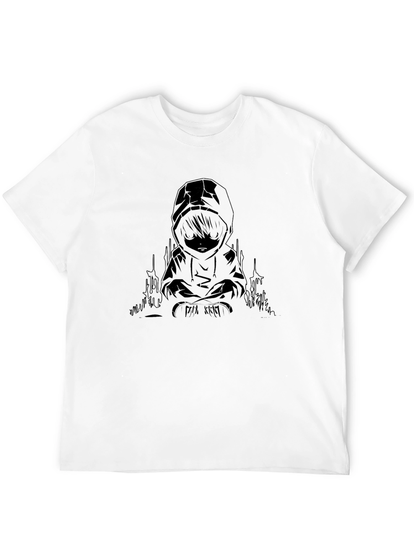 Hooded Figure Graphic Black T-Shirt