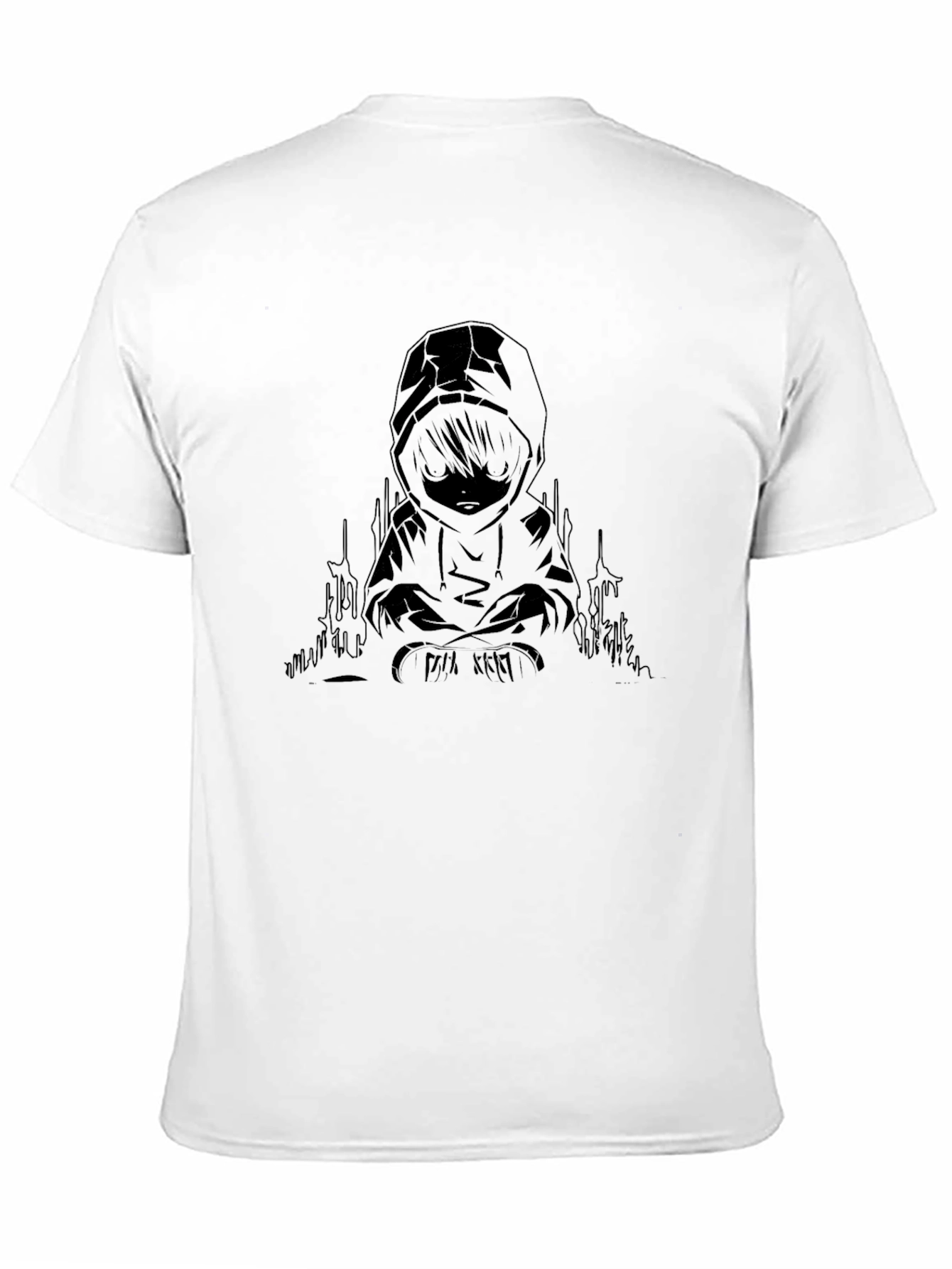 Hooded Figure Graphic Black T-Shirt