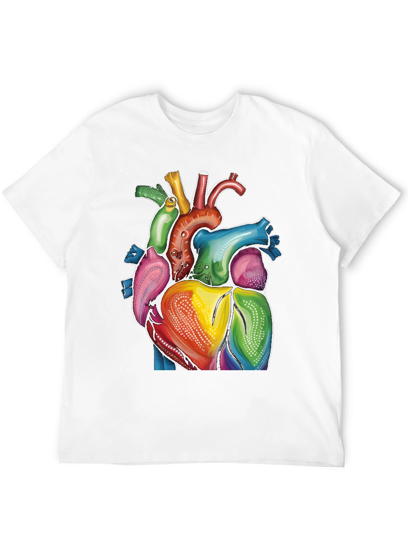 Rainbow Heart Graphic Tee - Artistic Human Anatomy