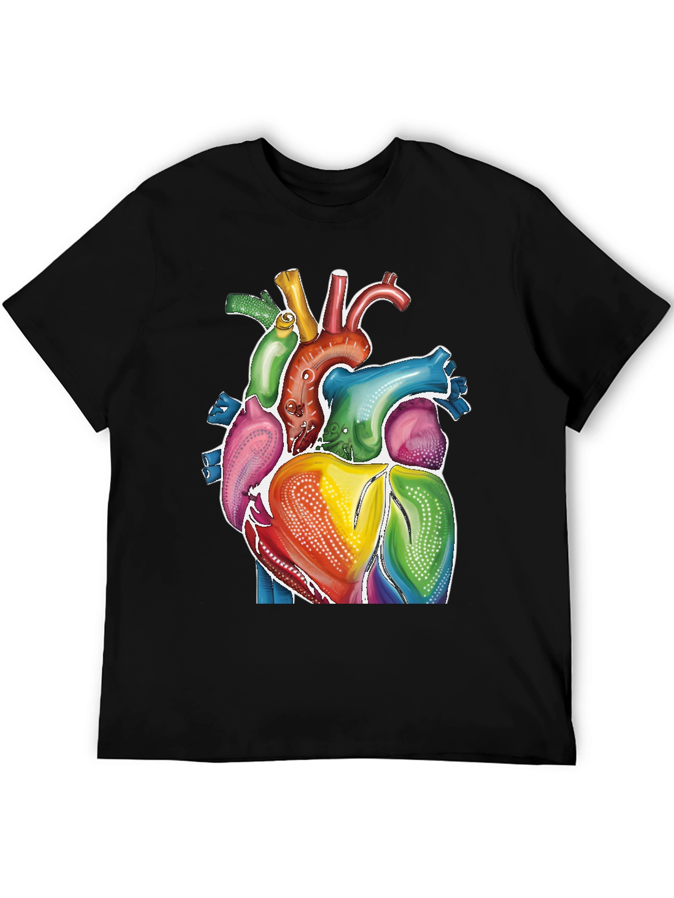 Rainbow Heart Graphic Tee - Artistic Human Anatomy