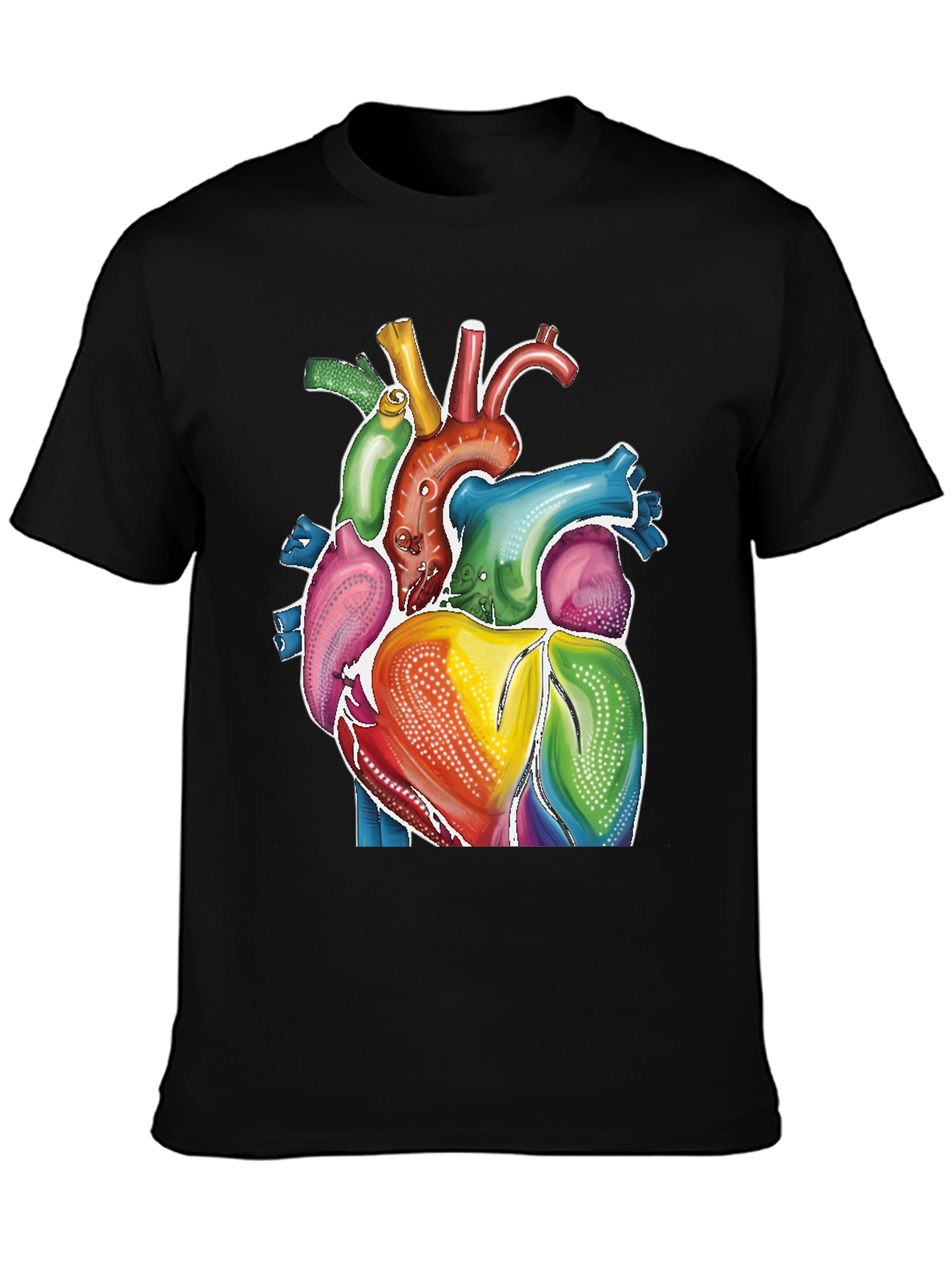 Rainbow Heart Graphic Tee - Artistic Human Anatomy