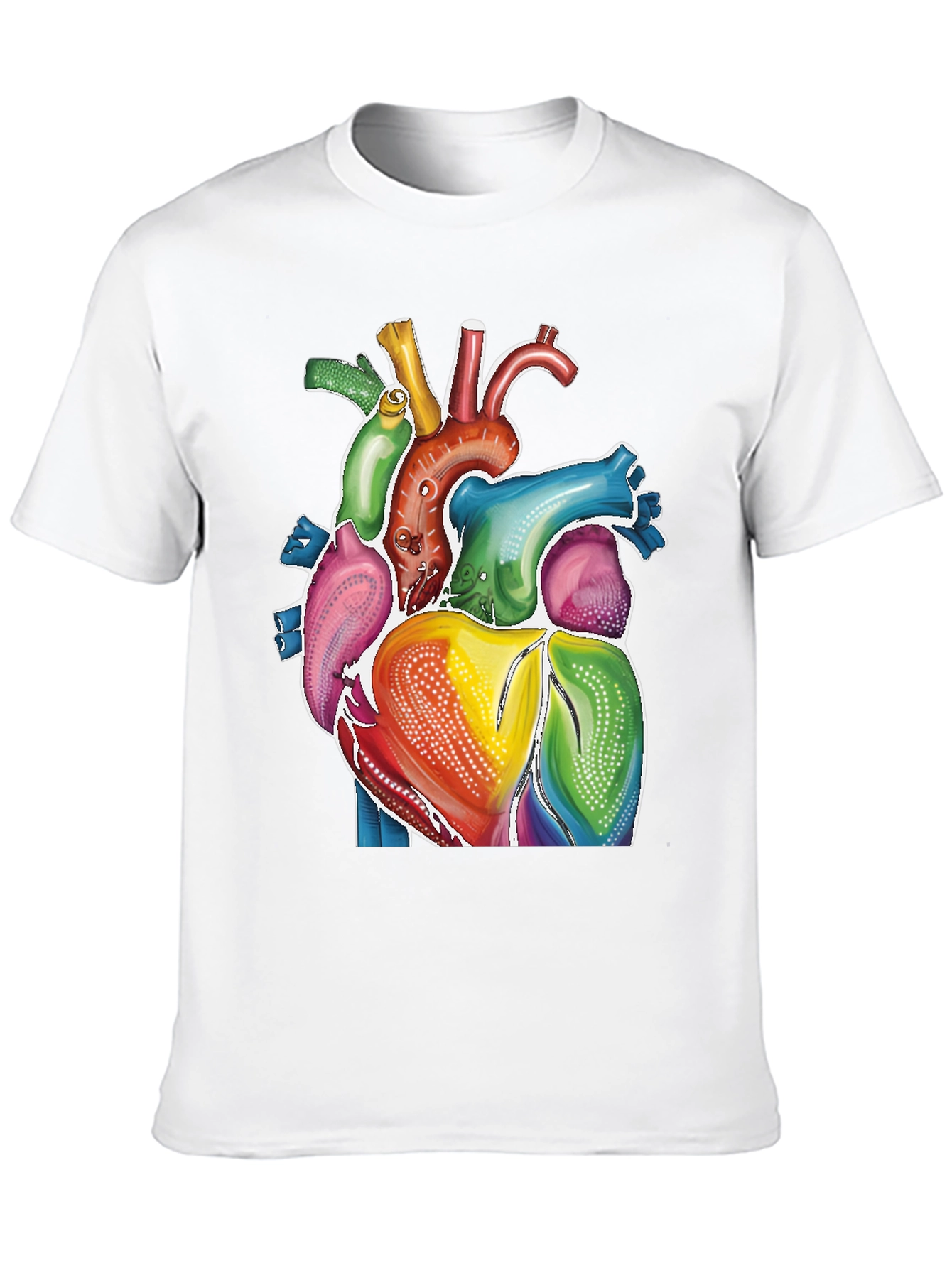 Rainbow Heart Graphic Tee - Artistic Human Anatomy
