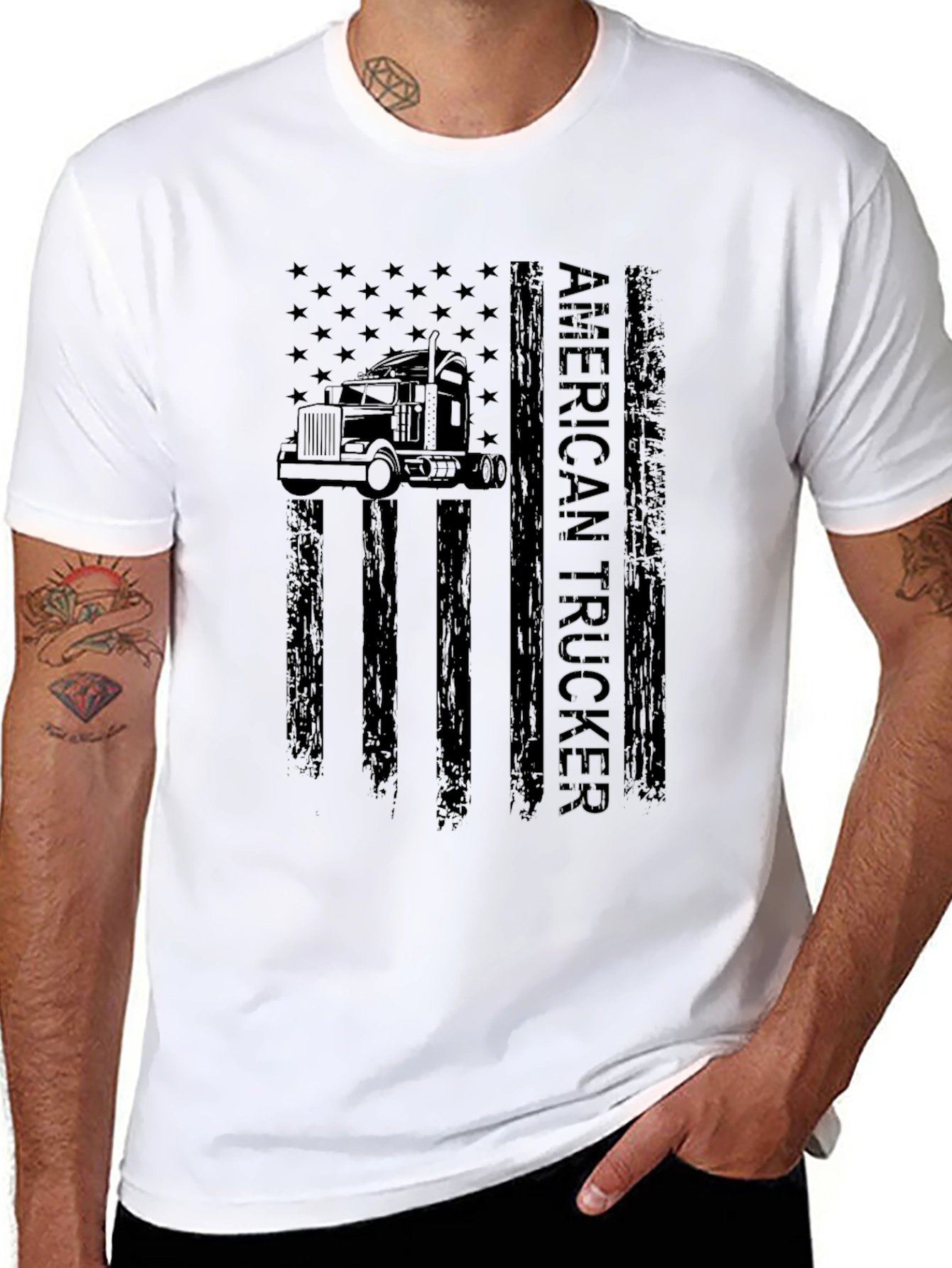 American Trucker Flag Graphic T-Shirt