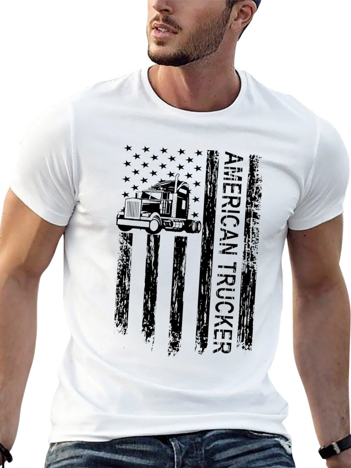 American Trucker Flag Graphic T-Shirt