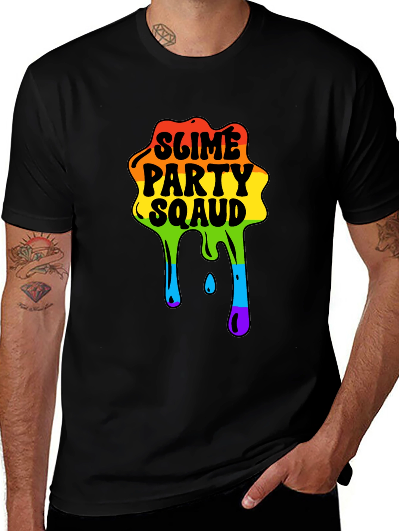 Slime Party Squad Tee Rainbow Drip Graphic