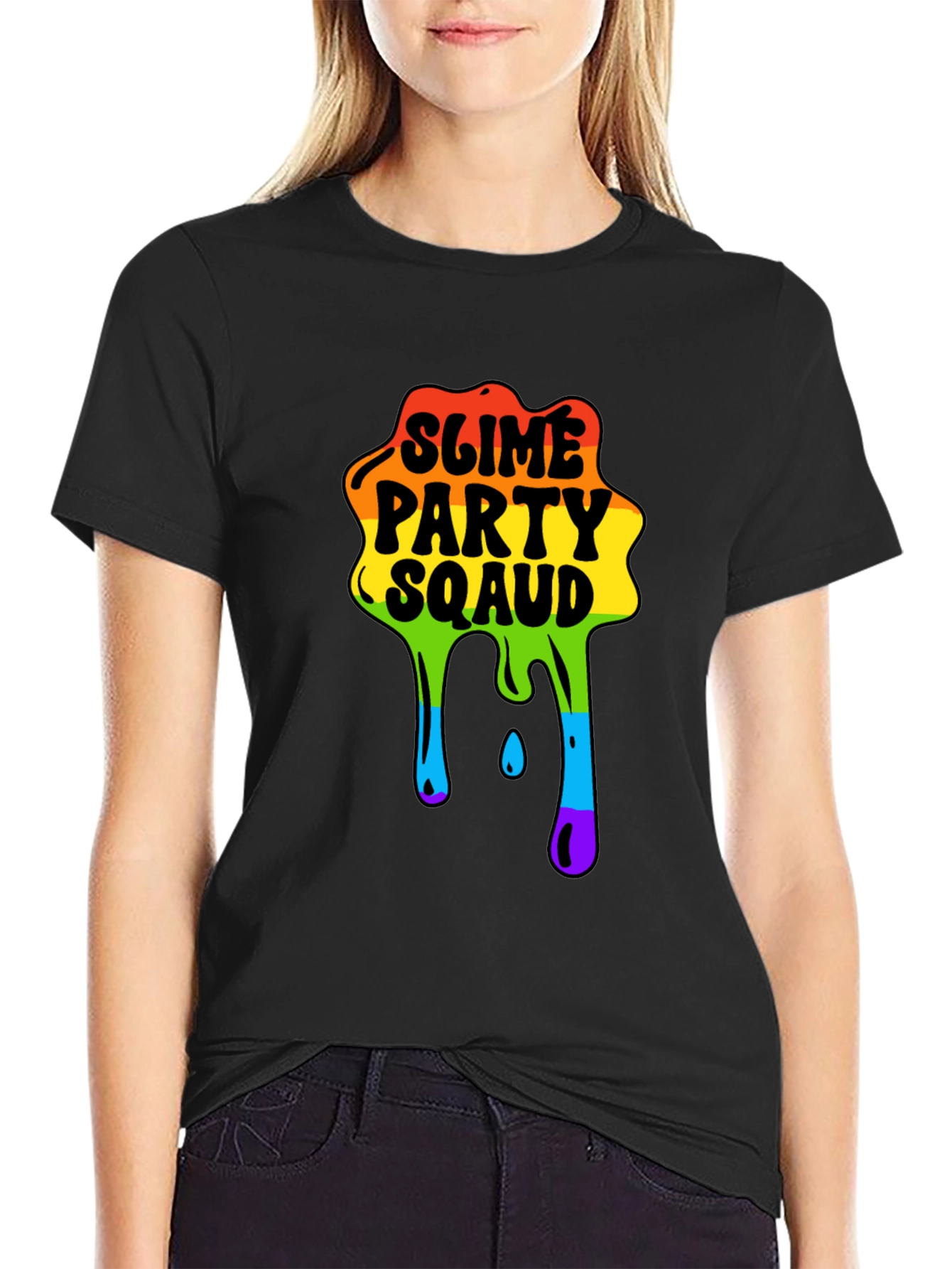 Slime Party Squad Tee Rainbow Drip Graphic