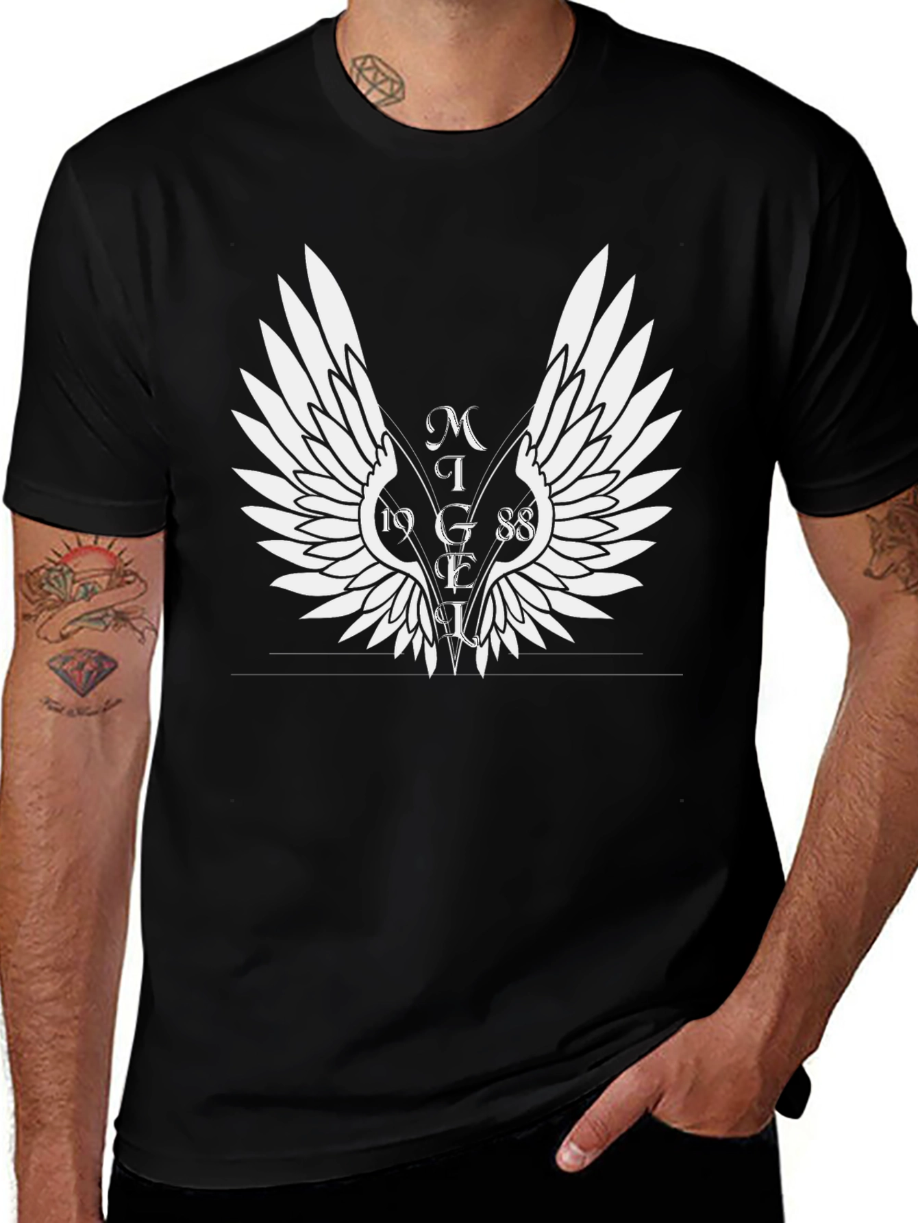 Winged Graphic T-Shirt - Black Cotton Tee
