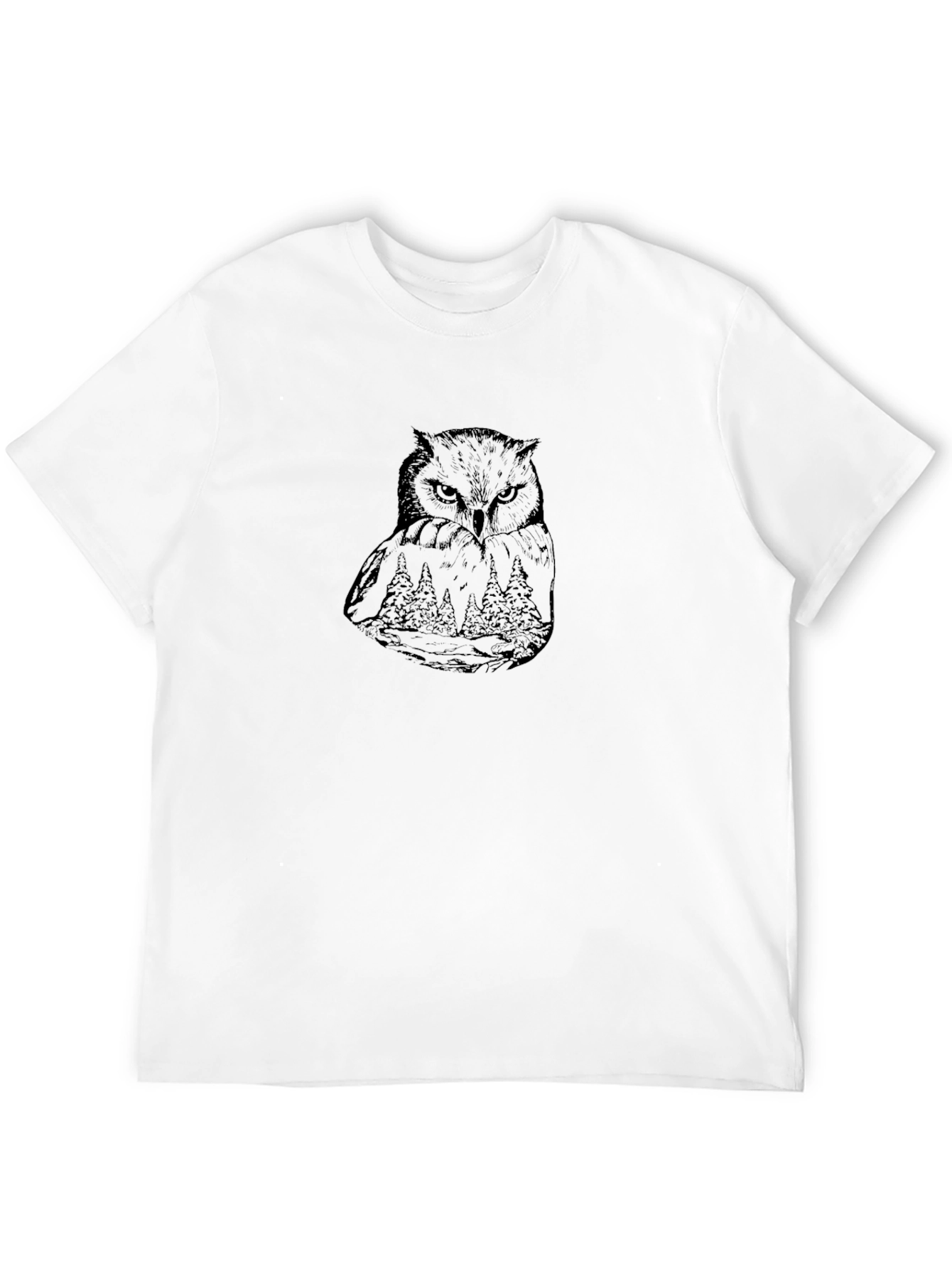 Owl Graphic Print T-Shirt - Nature Design