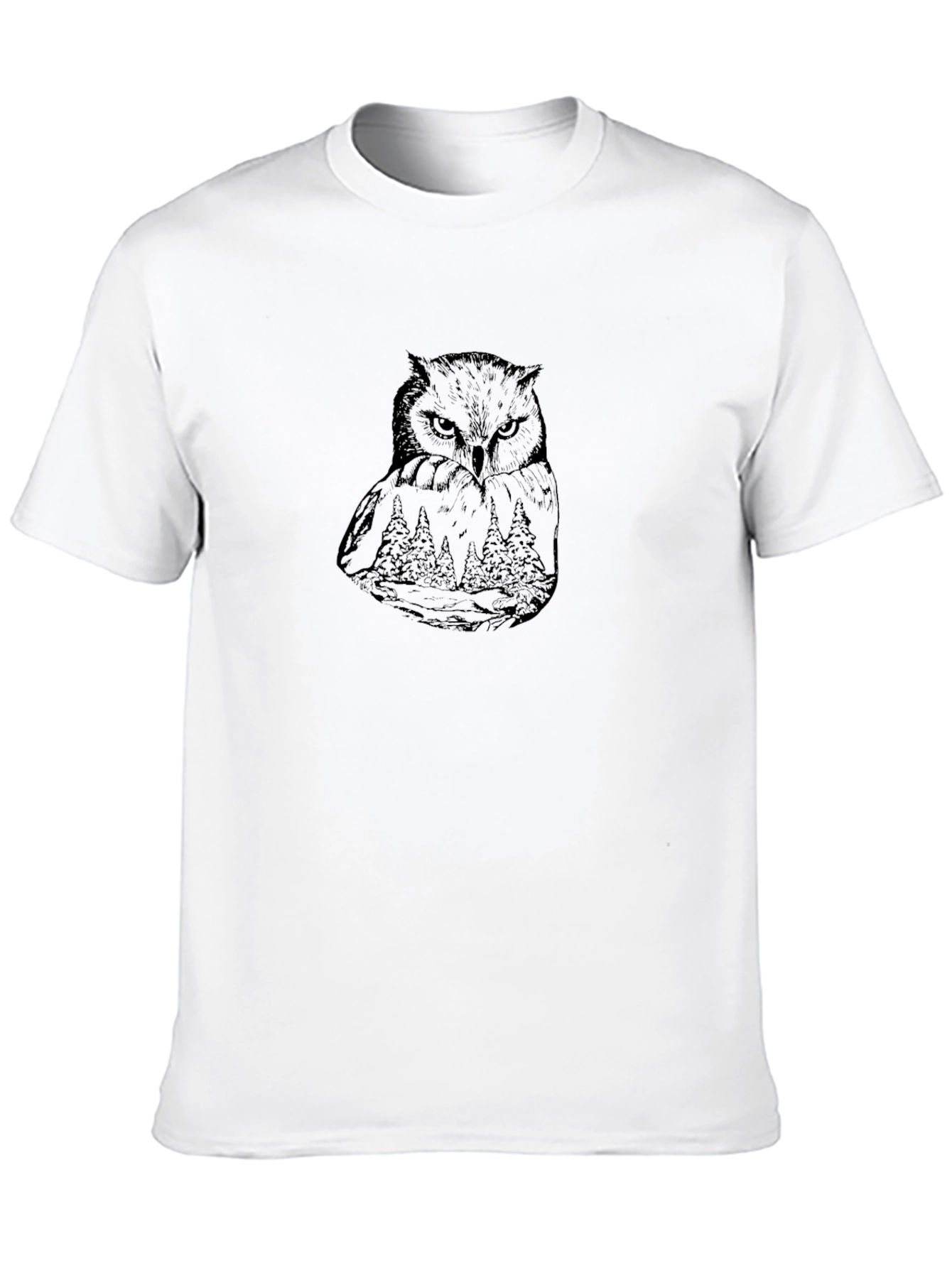 Owl Graphic Print T-Shirt - Nature Design