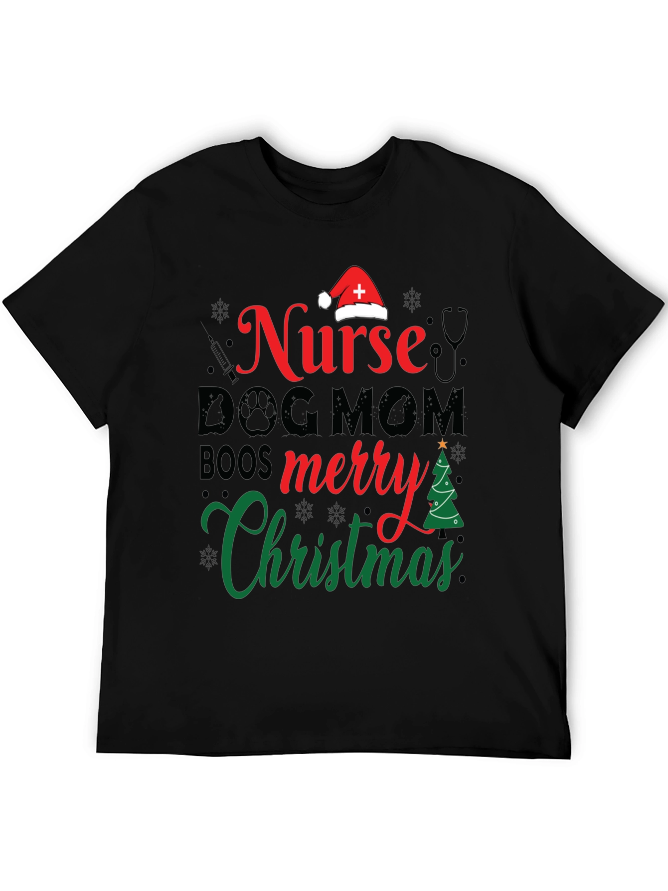 Nurse Dog Mom Christmas Graphic Tee