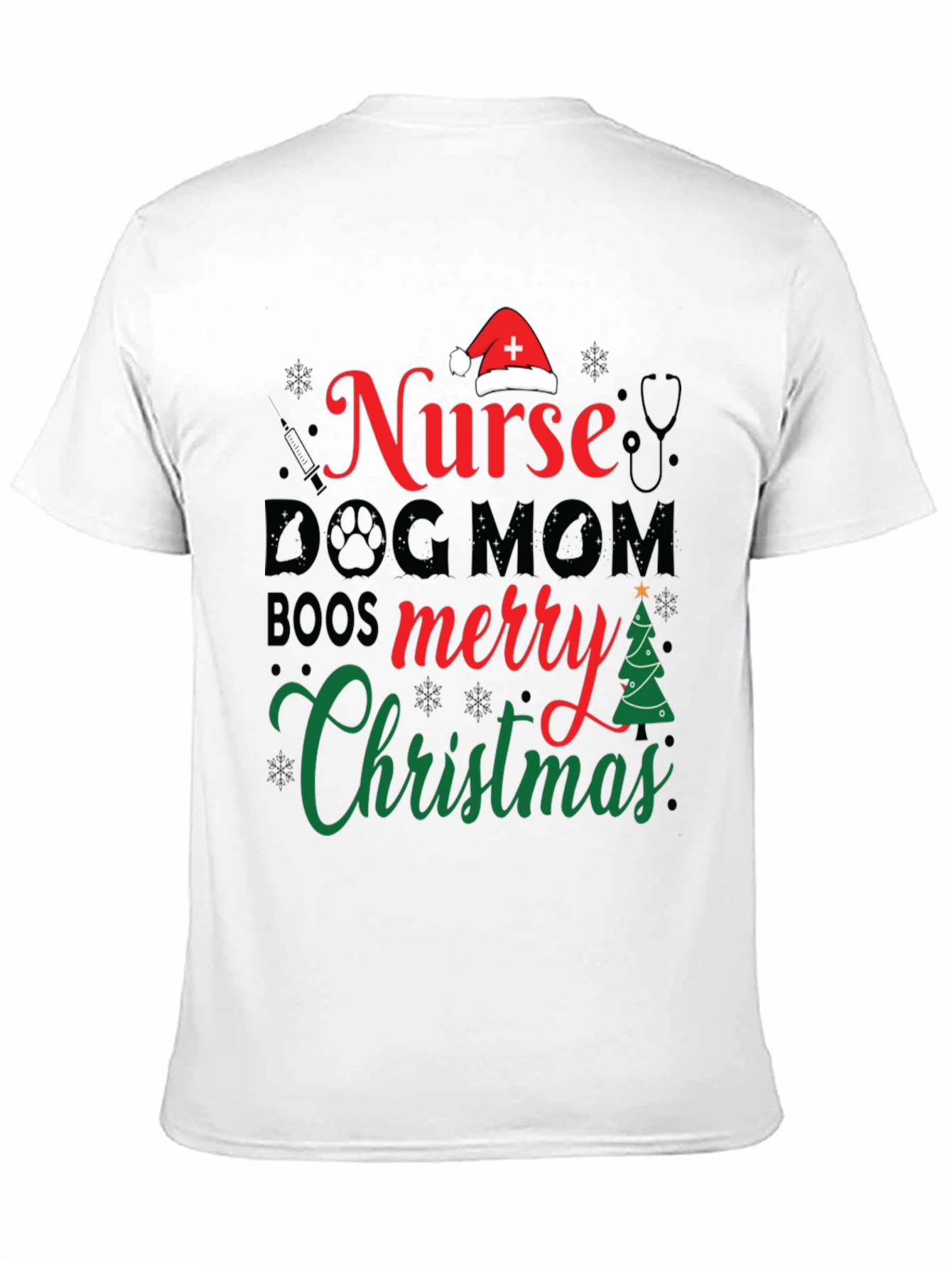 Nurse Dog Mom Christmas Graphic Tee