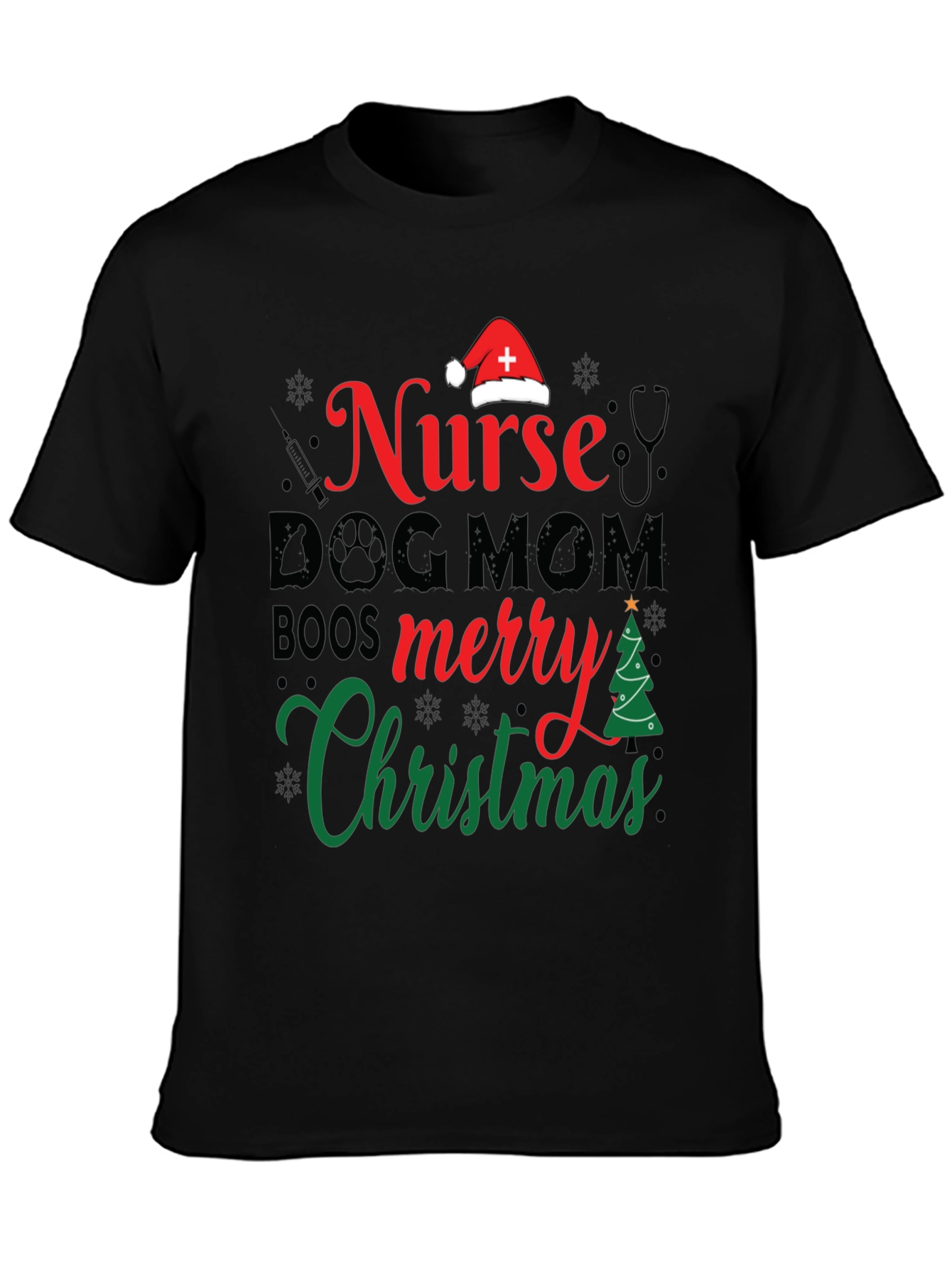 Nurse Dog Mom Christmas Graphic Tee