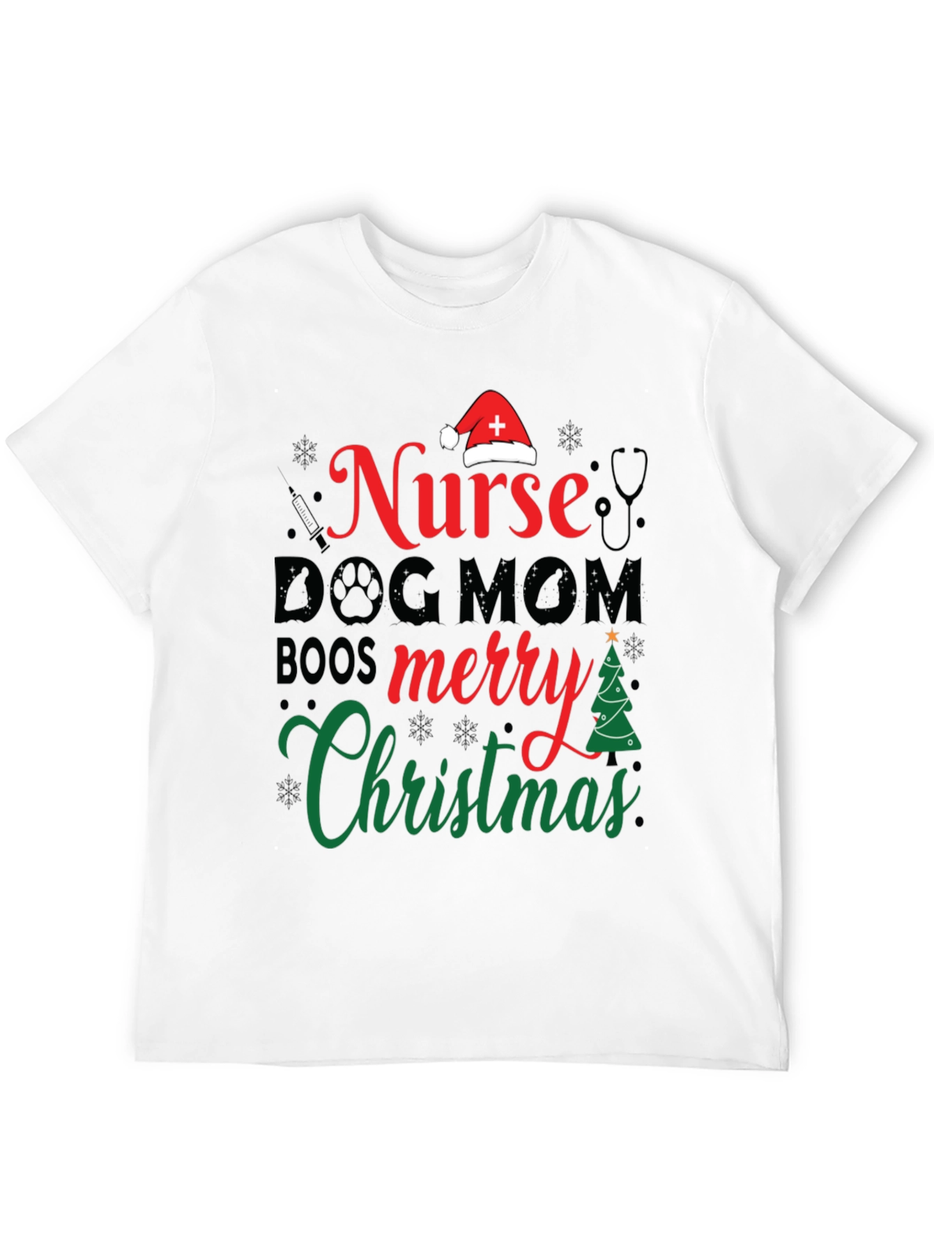 Nurse Dog Mom Christmas Graphic Tee