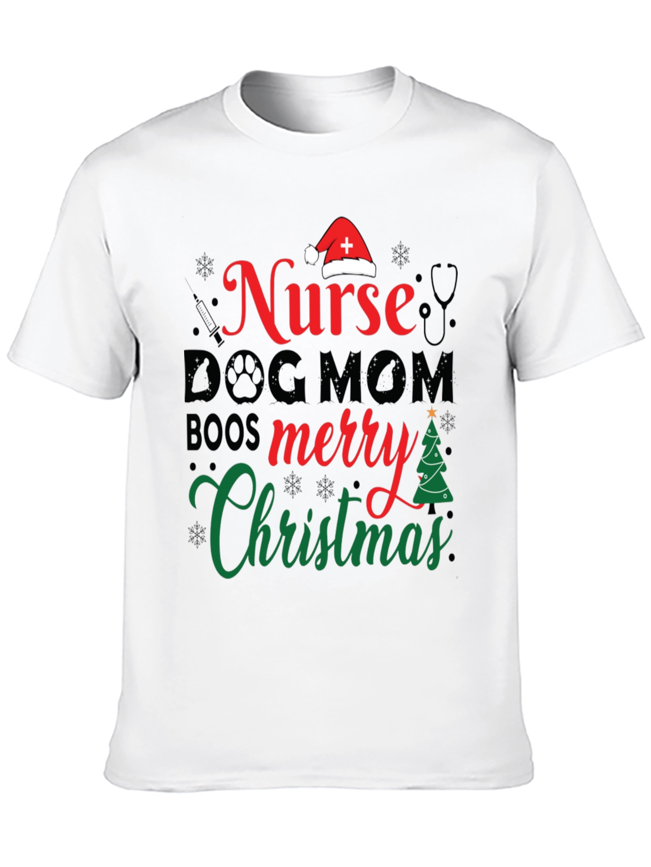 Nurse Dog Mom Christmas Graphic Tee