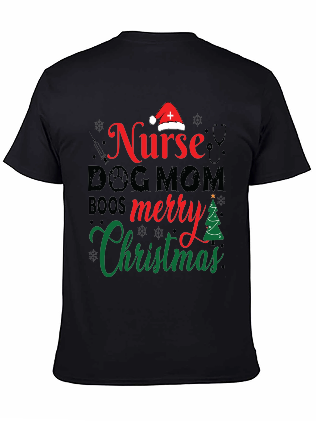 Nurse Dog Mom Christmas Graphic Tee