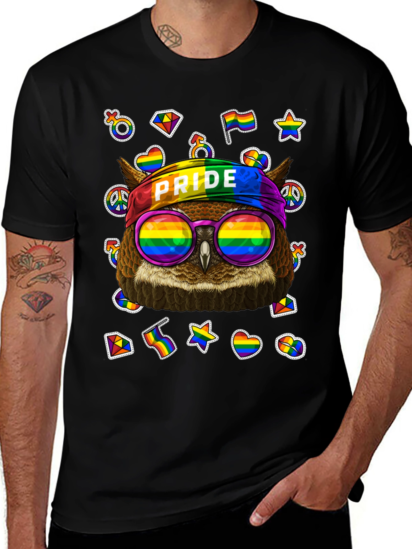 LGBT Pride Owl T-Shirt - Rainbow Design