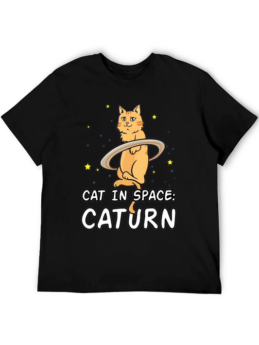 Caturn T-Shirt: Cat in Space Funny Graphic Tee