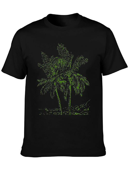 Tropical Palm Tree Graphic T-Shirt - Black