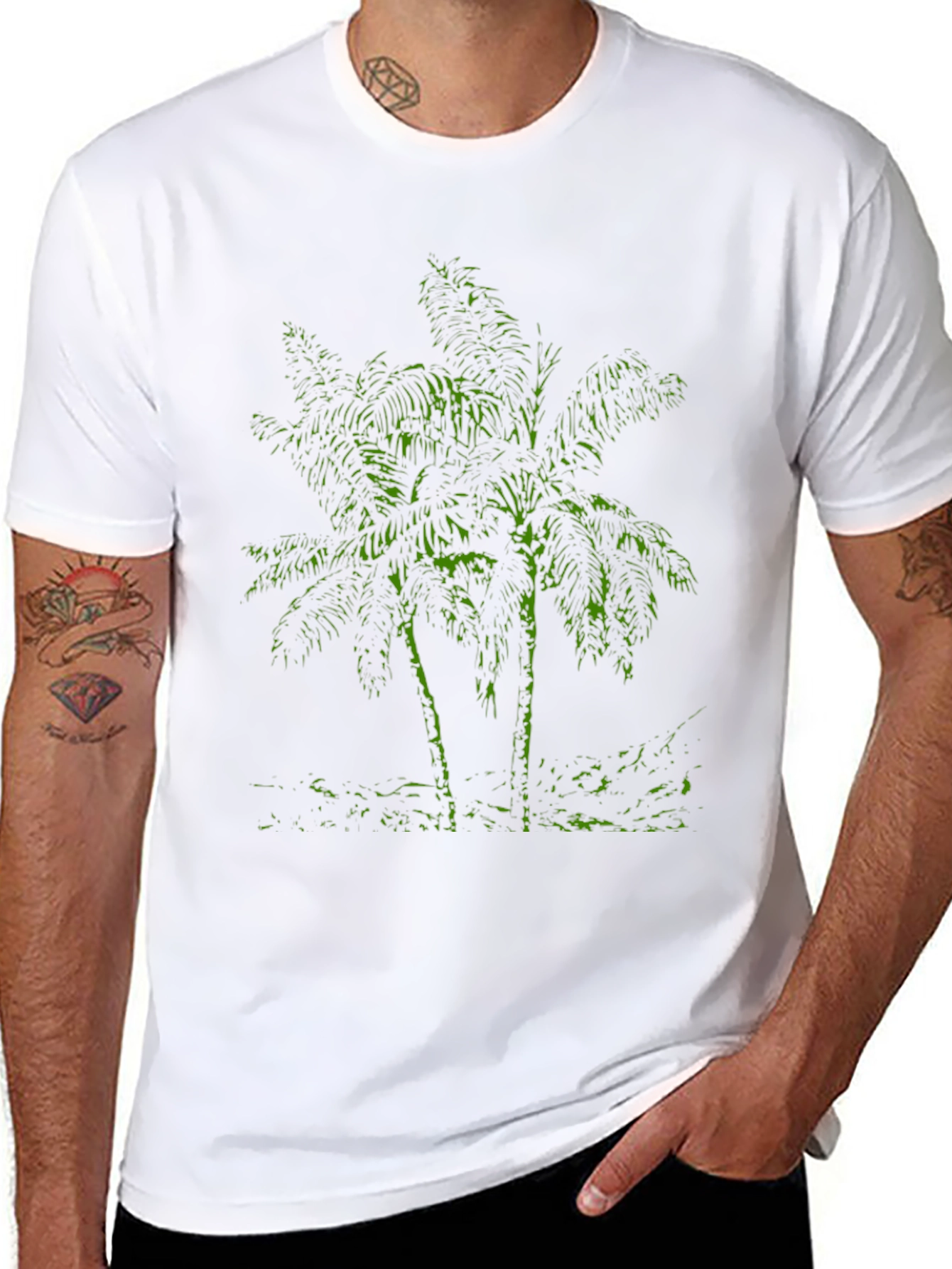 Tropical Palm Tree Graphic T-Shirt - Black