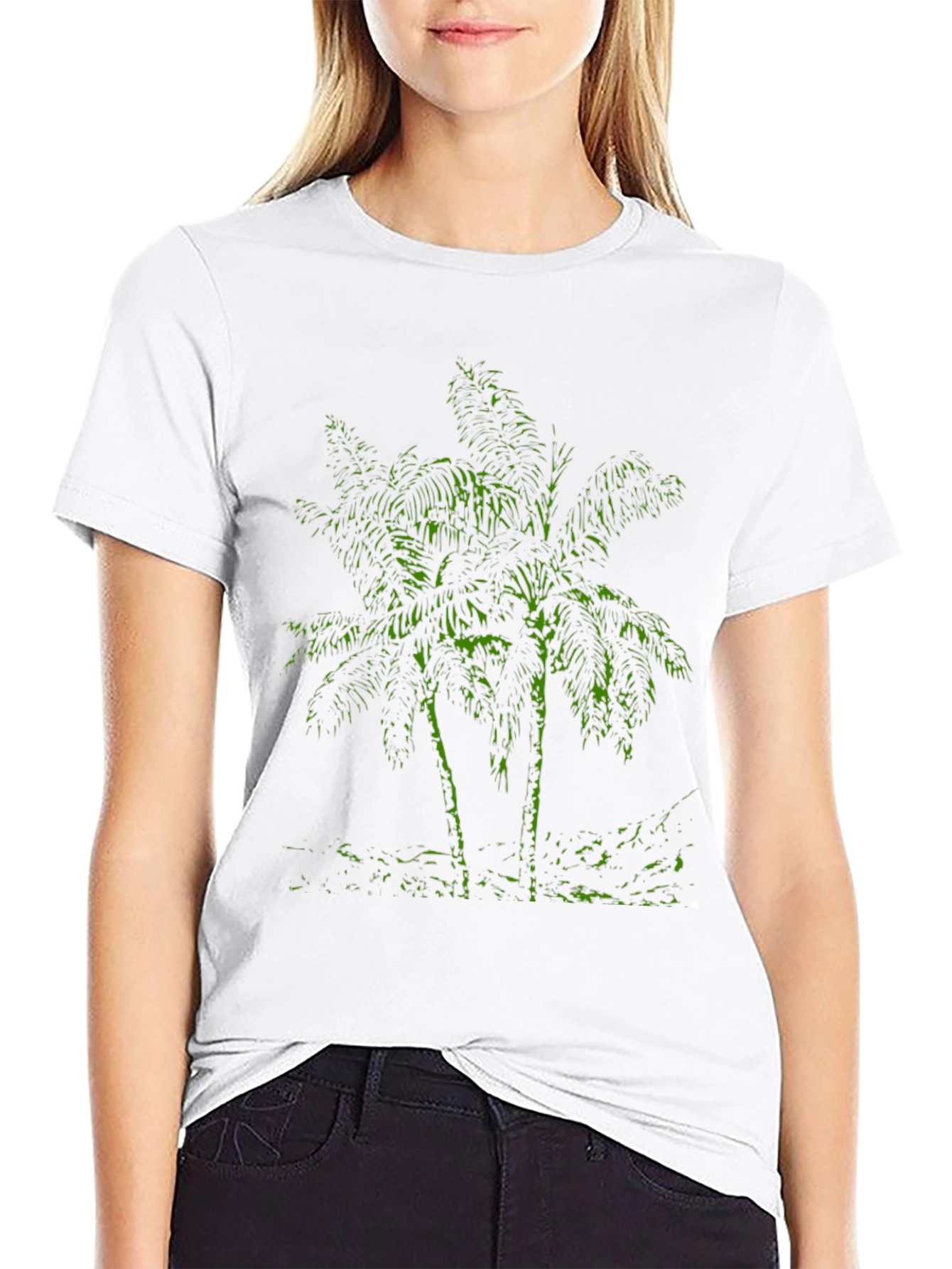 Tropical Palm Tree Graphic T-Shirt - Black