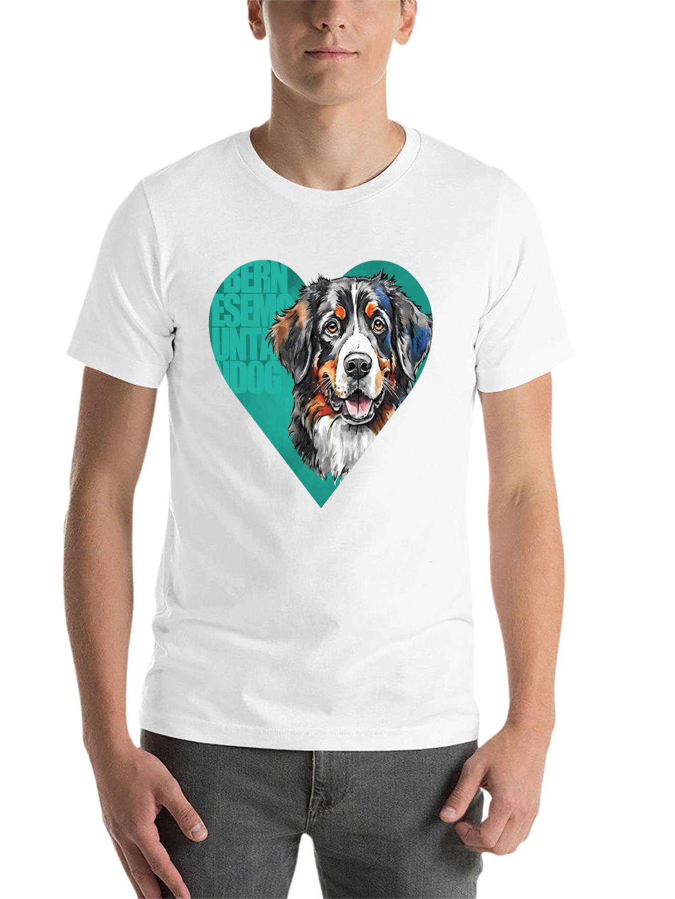 Bernese Mountain Dog Heart T-Shirt - Mens Black Tee