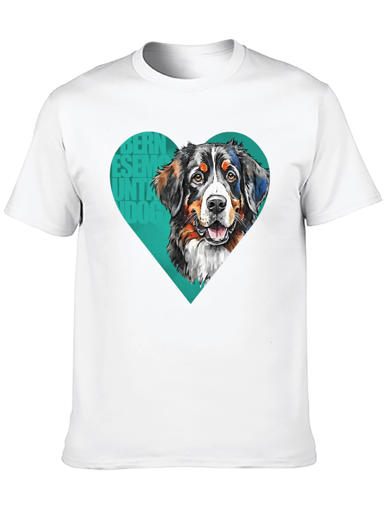 Bernese Mountain Dog Heart T-Shirt - Mens Black Tee