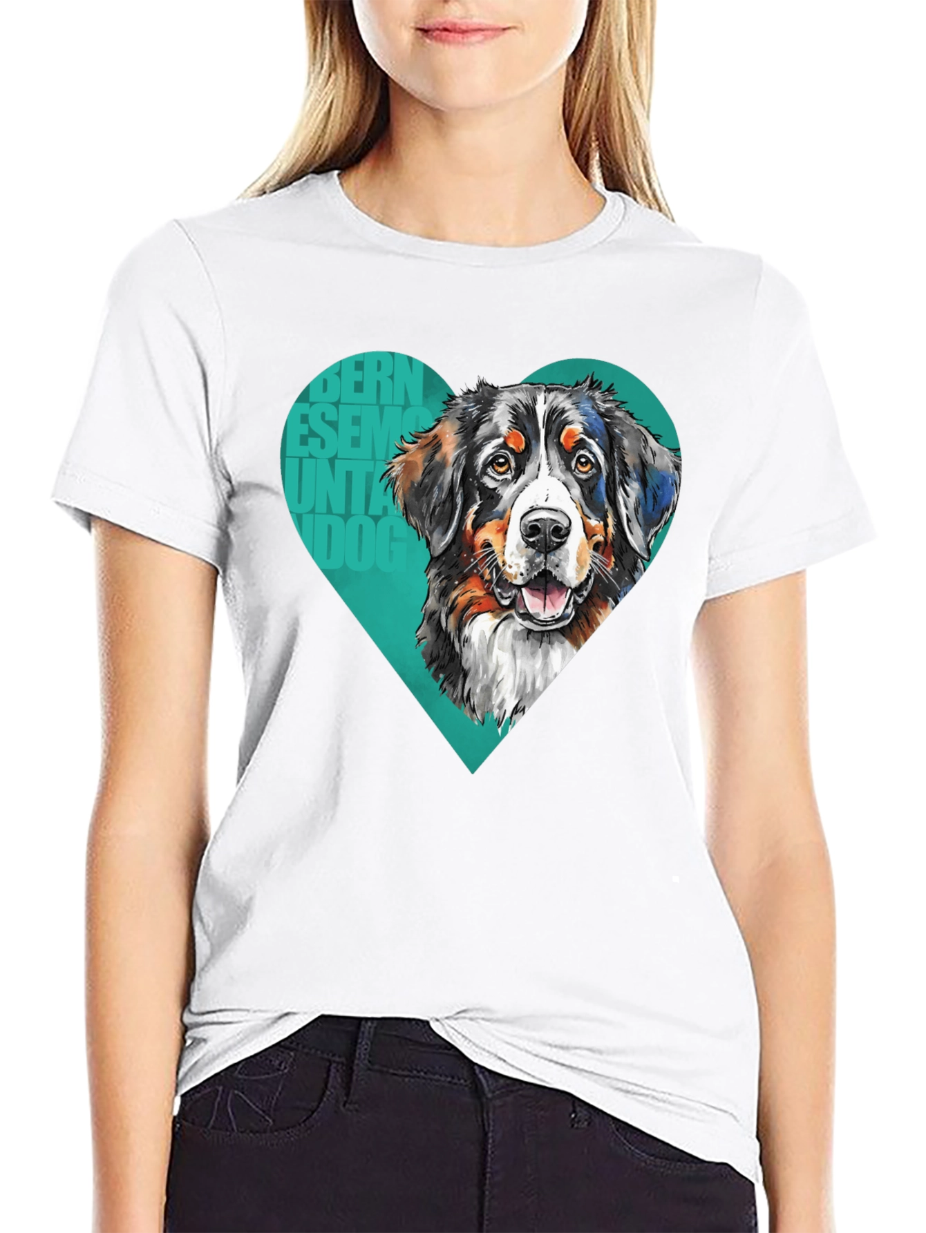 Bernese Mountain Dog Heart T-Shirt - Mens Black Tee
