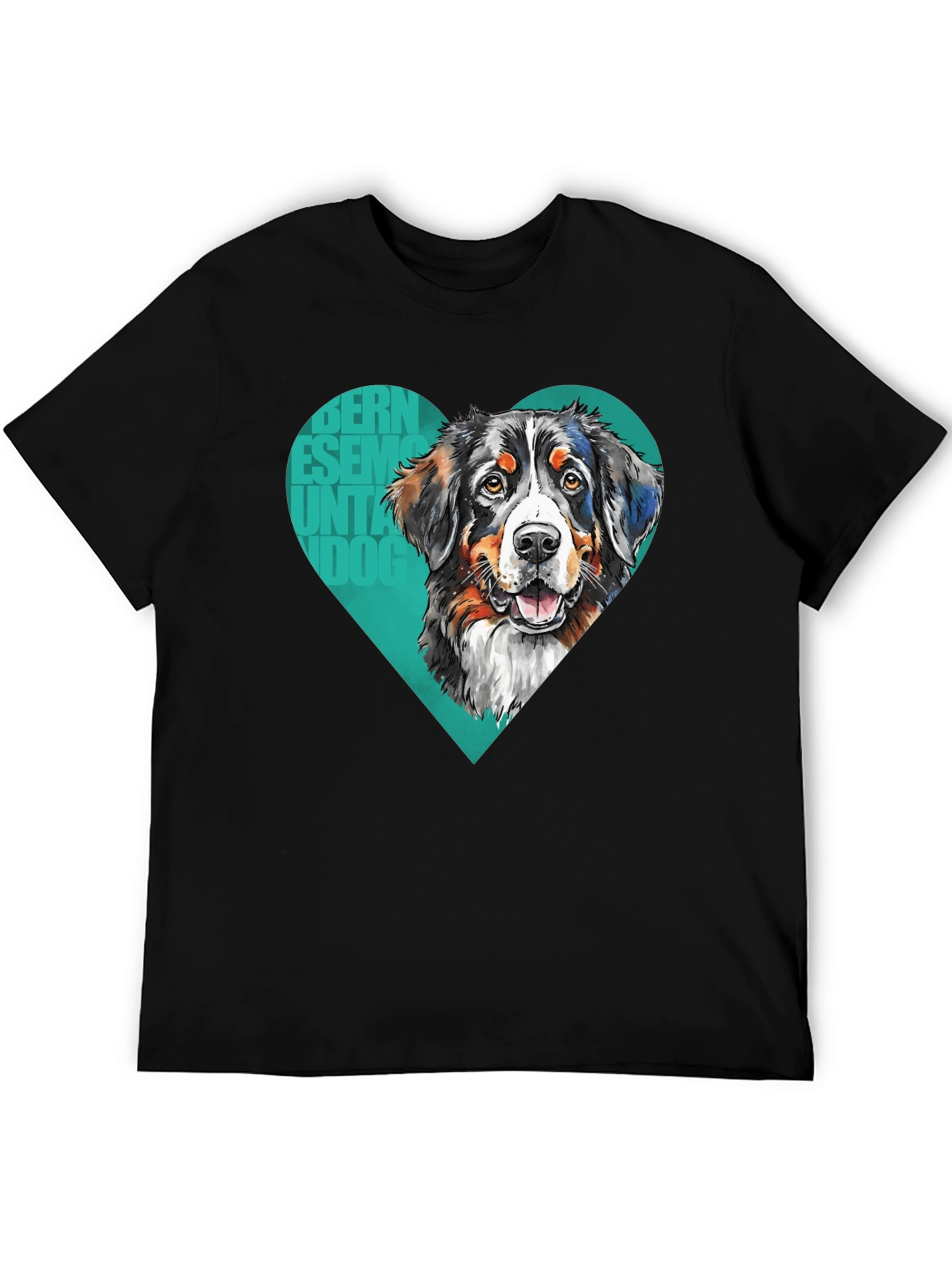 Bernese Mountain Dog Heart T-Shirt - Mens Black Tee