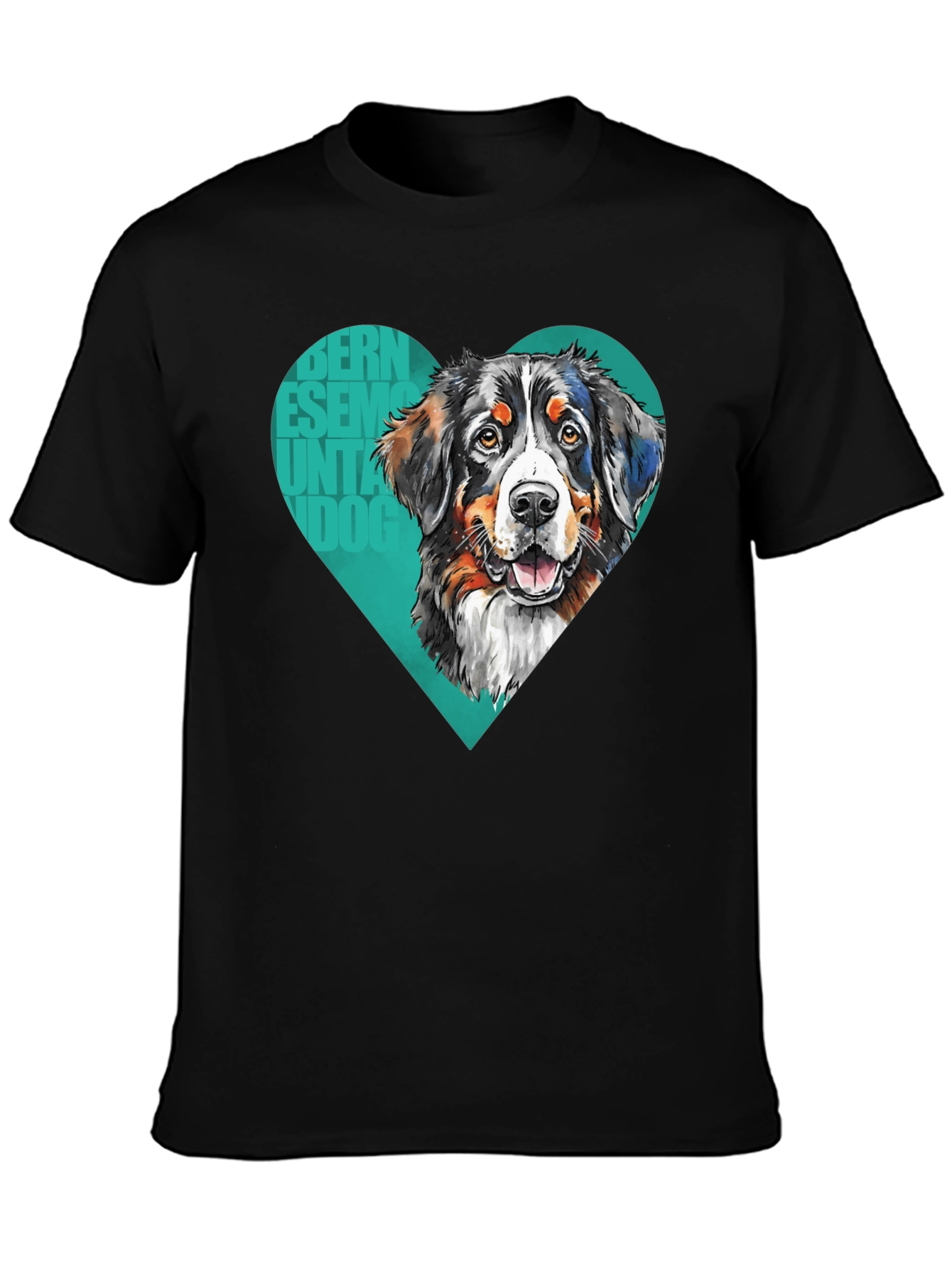 Bernese Mountain Dog Heart T-Shirt - Mens Black Tee